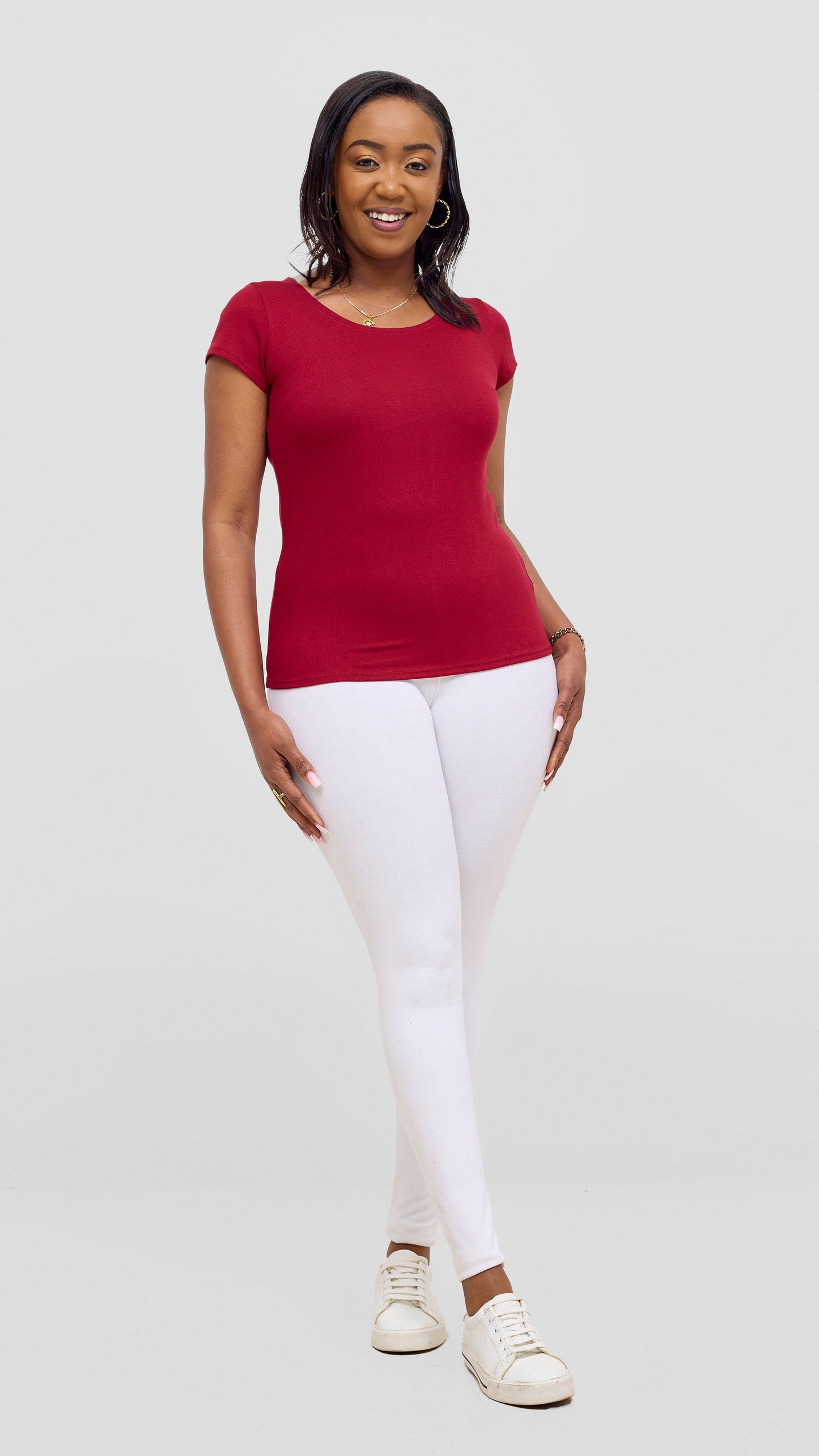 Vivo Everyday Cap Sleeve Top - Dark Red