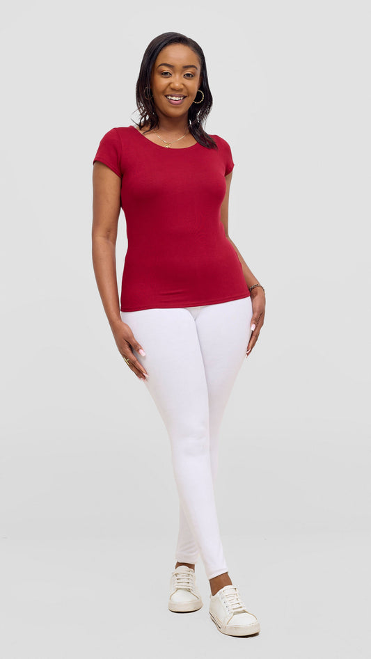 Vivo Everyday Cap Sleeve Top - Dark Red