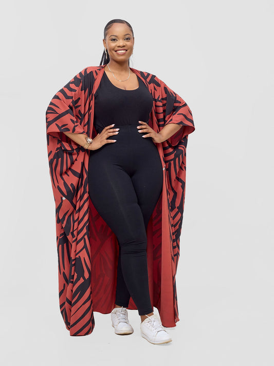 Vivo Ayla Maxi Kimono - Rust / Black Lala Print