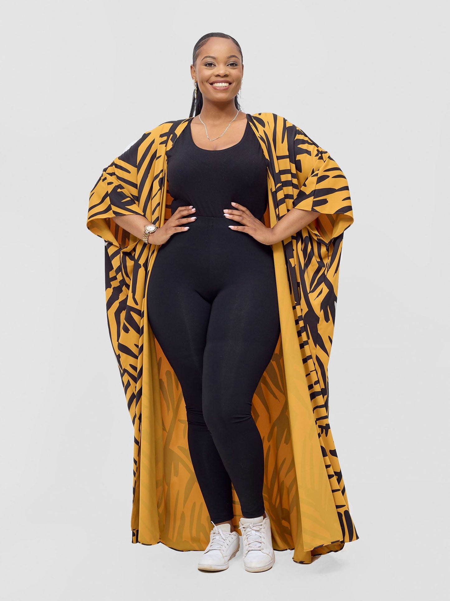 Vivo Ayla Maxi Kimono - Mustard / Black Lala Print