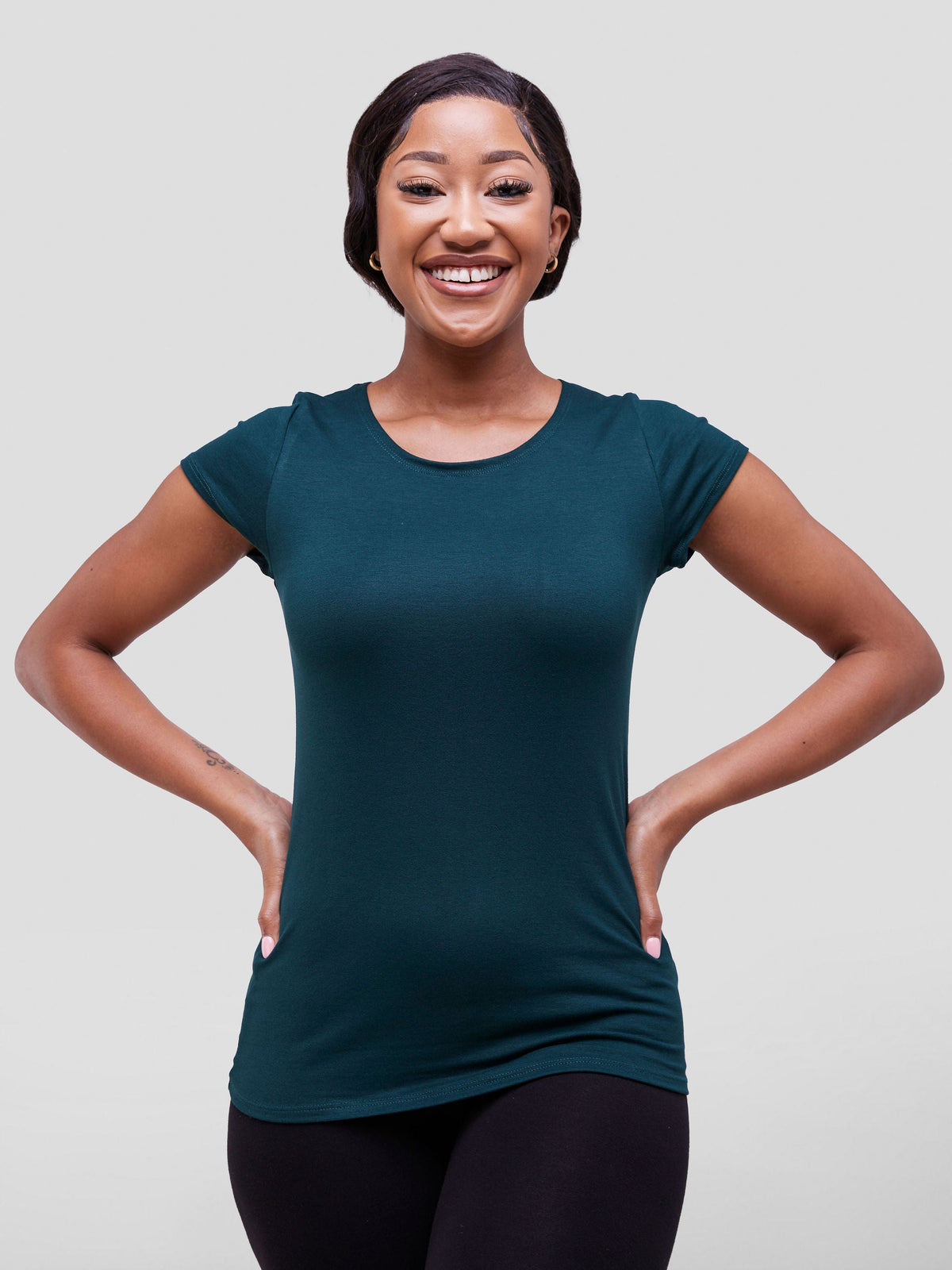 Vivo Everyday Cap Sleeve Top in Jersey - Dark Green