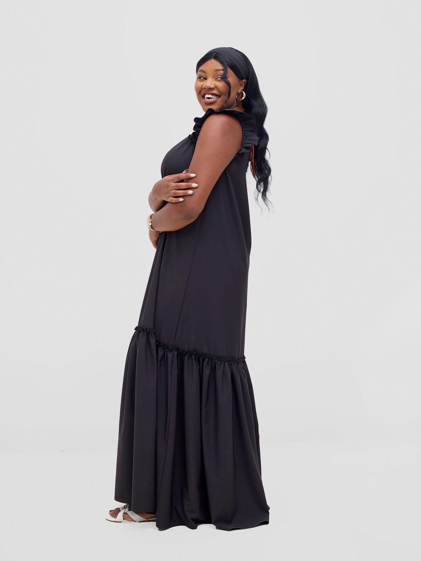 Vivo Nasinka V-Neck Maxi Dress -  Black