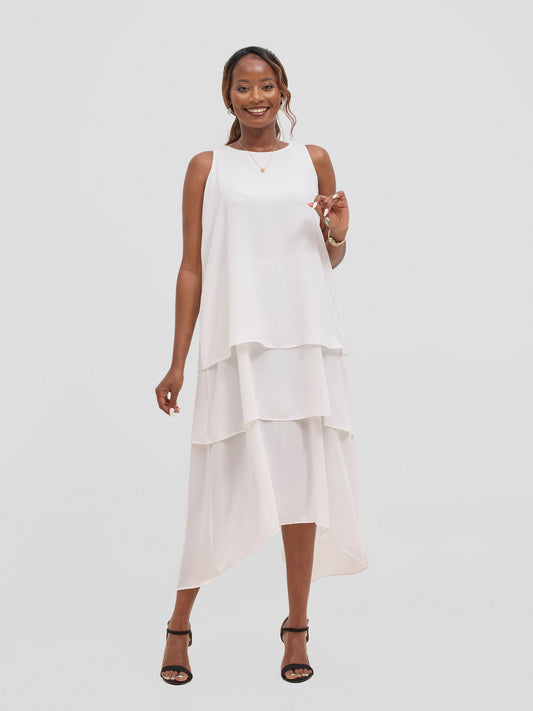 Vivo Yene Layered Midi Dress - White
