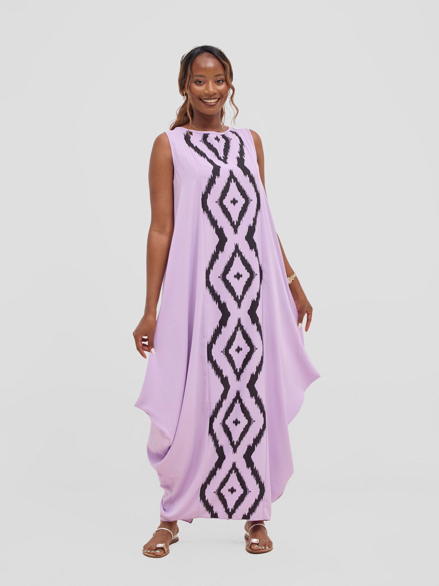 Vivo Seli Maxi Dress - Lilac + Lilac / Black Esli Print