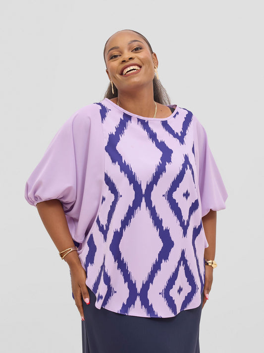 Vivo Seli Wide Top - Lilac / Navy Esli Print