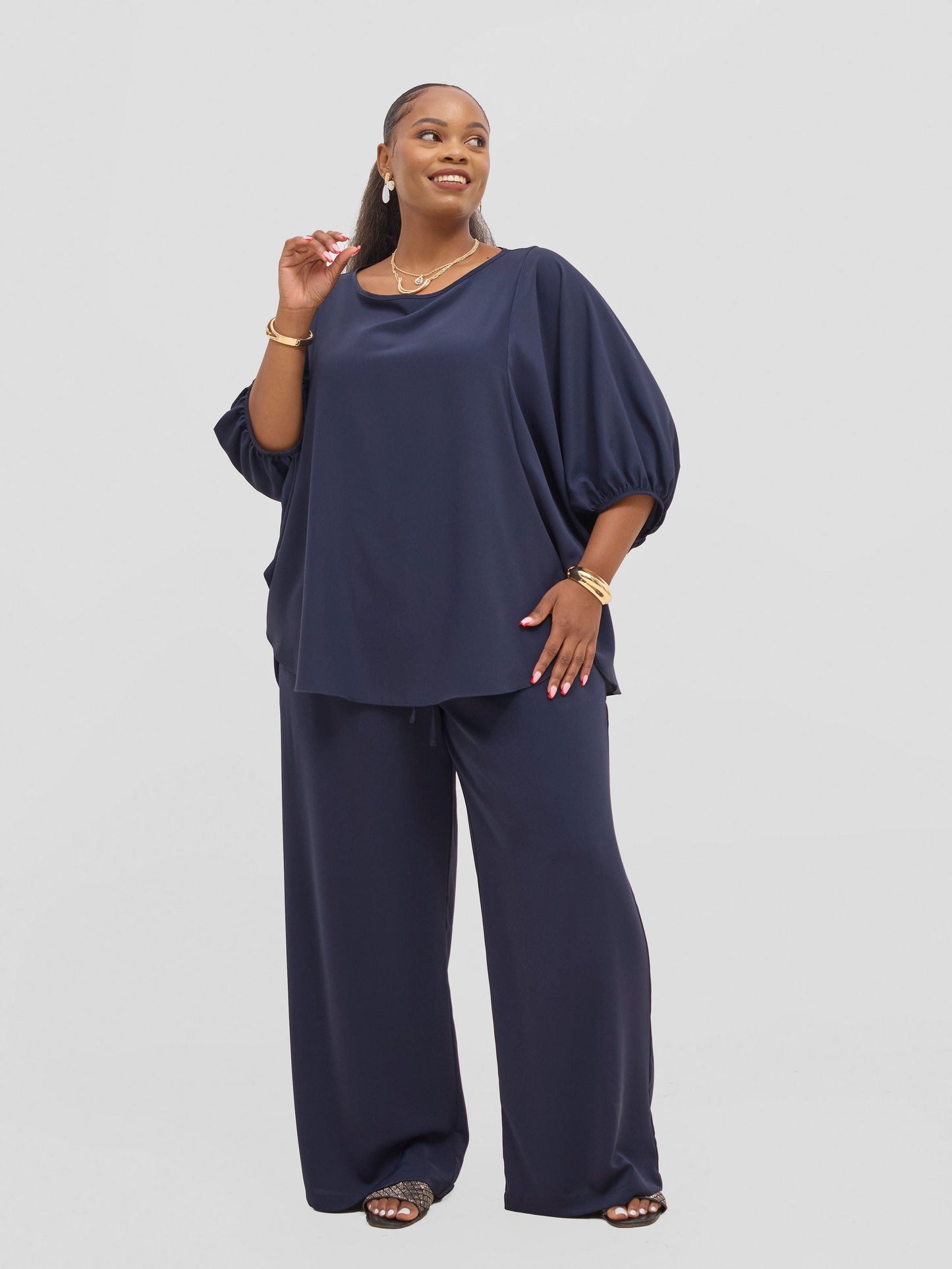 Vivo Seli Wide Leg Pants - Navy Blue