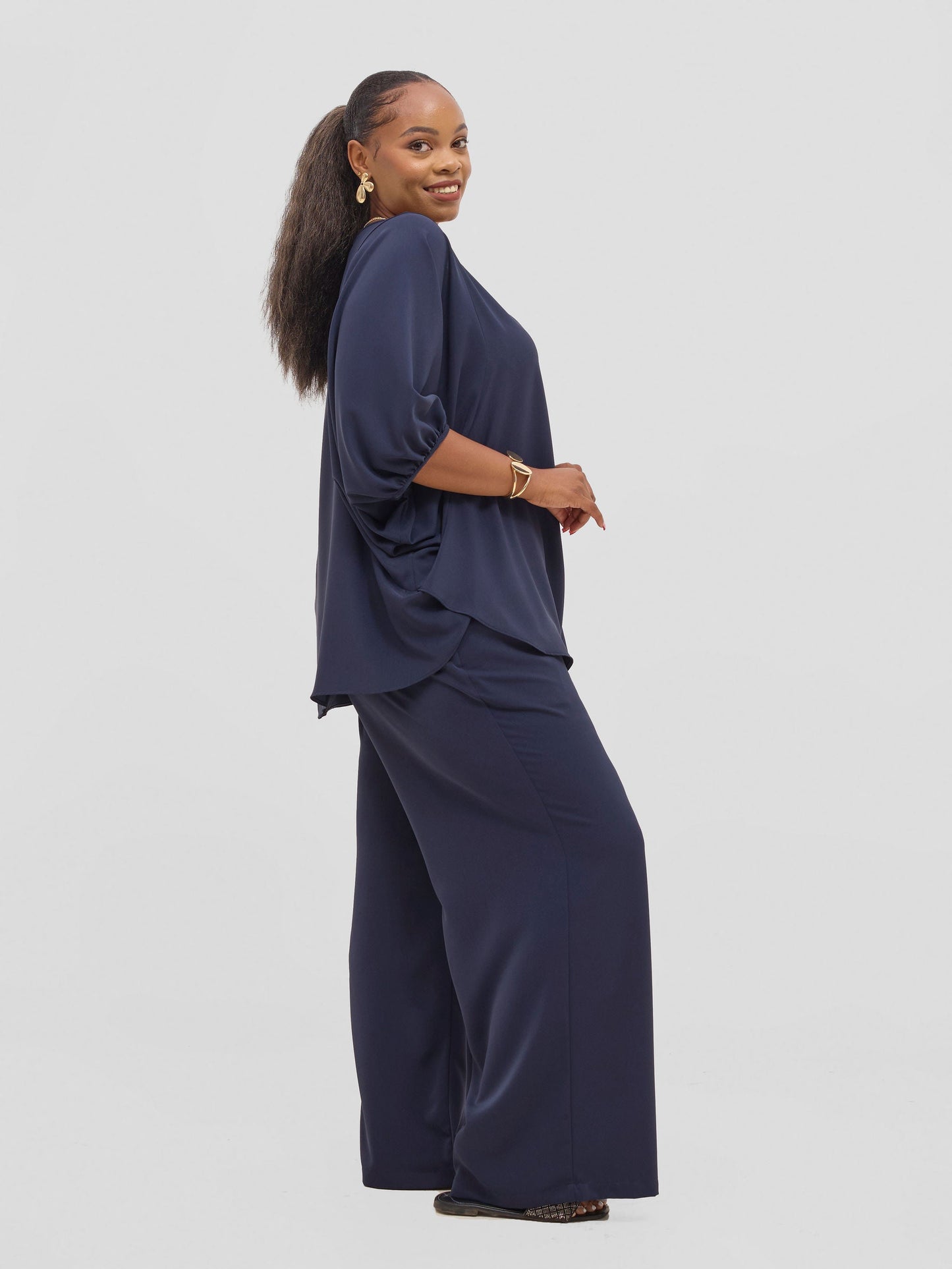 Vivo Seli Wide Leg Pants - Navy Blue