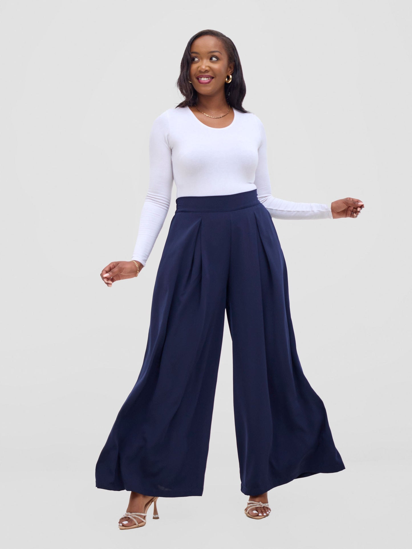 Vivo Hari Wide Leg Pants - Navy Blue