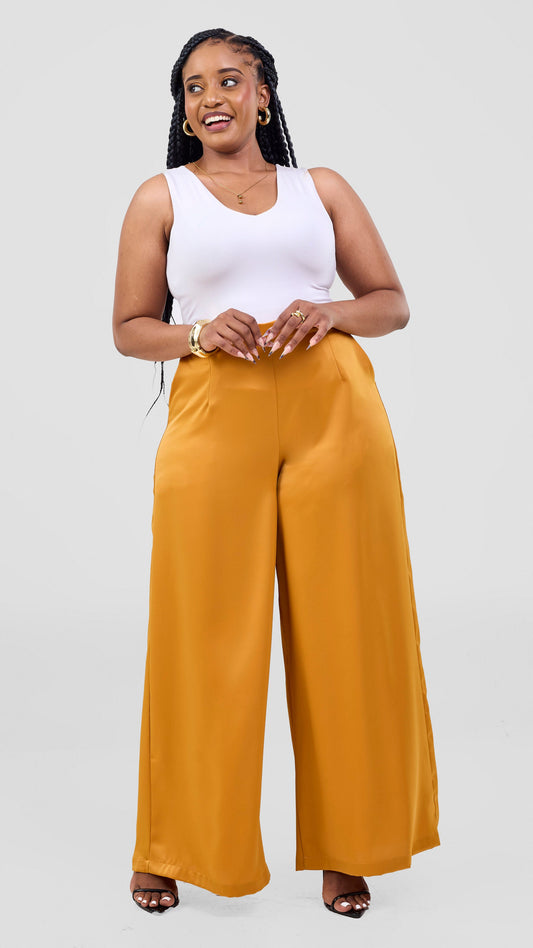 Vivo Essi Wide Leg Pants - Dark Mustard