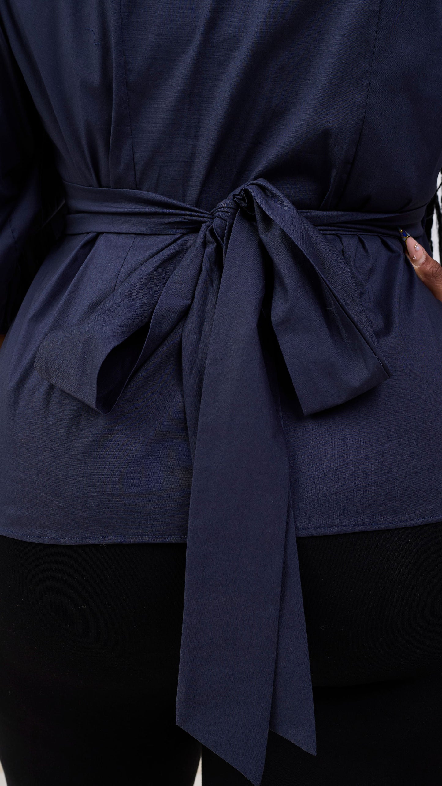 Vivo Cotton 3/4 Sleeve Wrap Top - Navy Blue