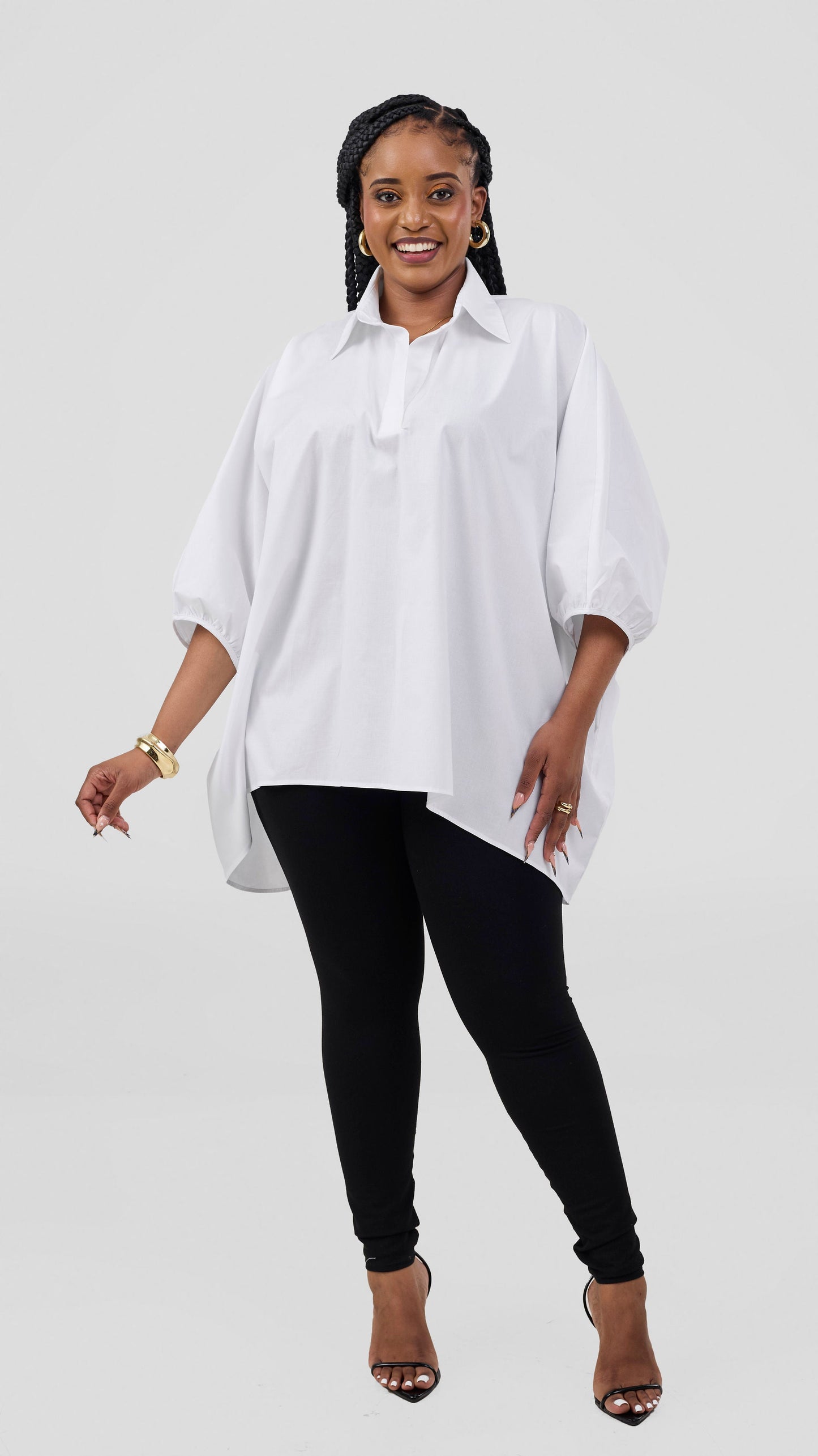 Vivo Cotton High Low Top - White