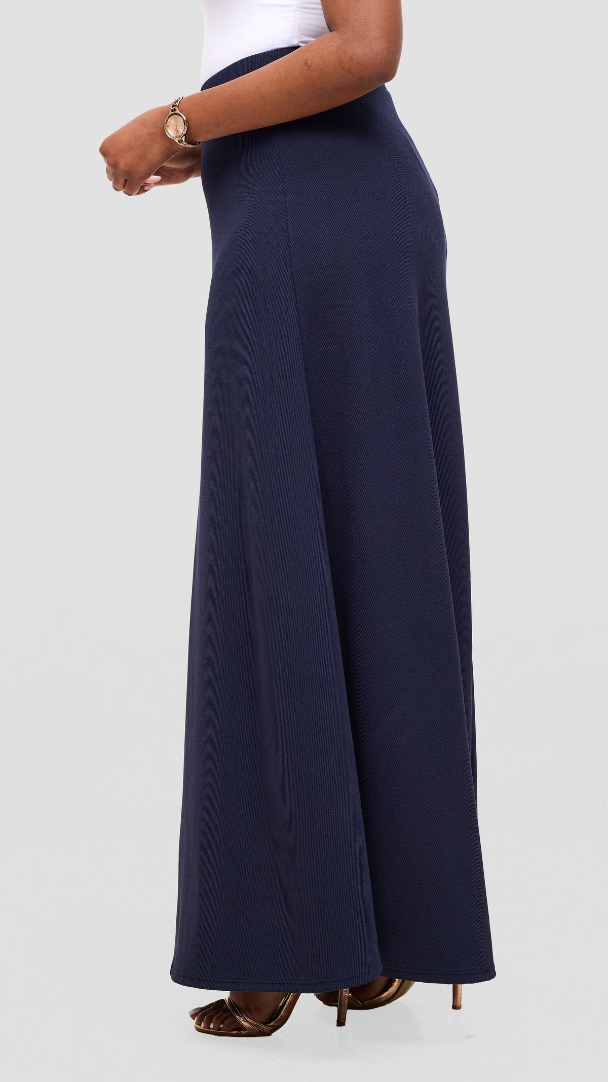 Vivo Tanda Maxi Skirt in Stretch Rib - Navy