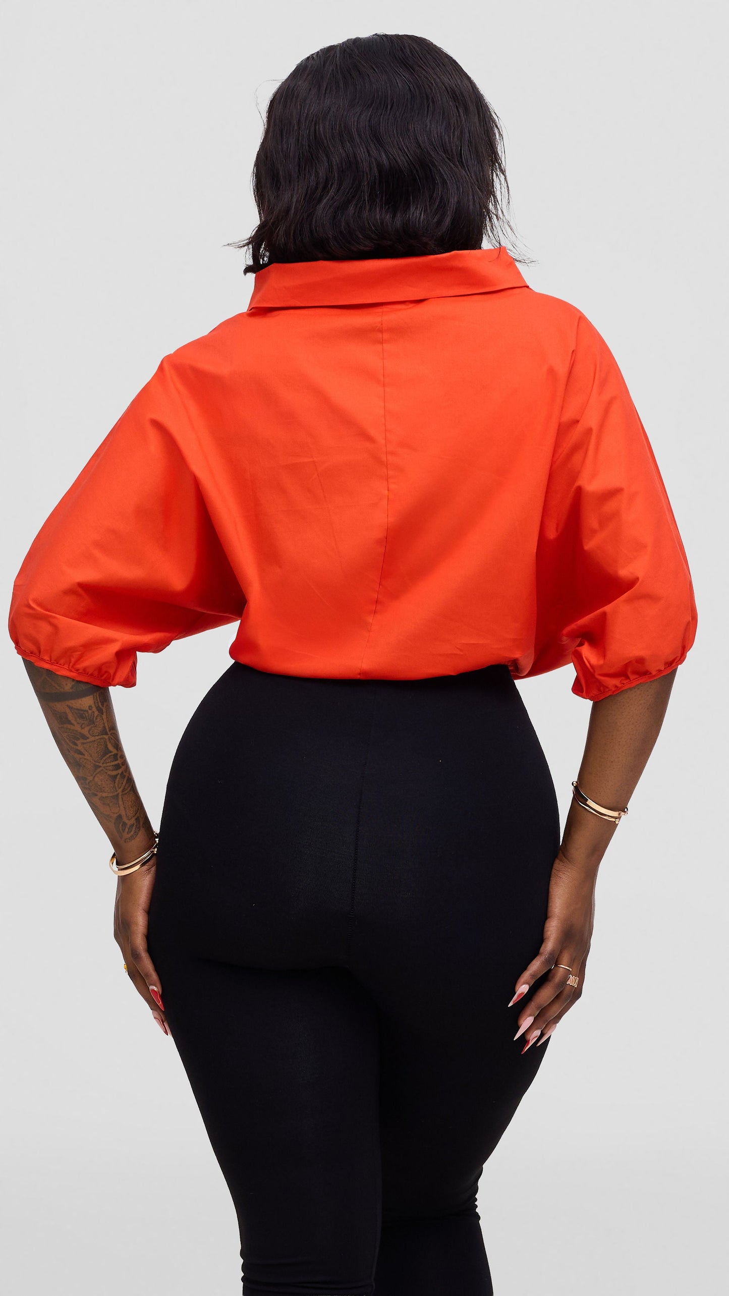 Vivo Lulu Drawstring Top in Cotton - Orange