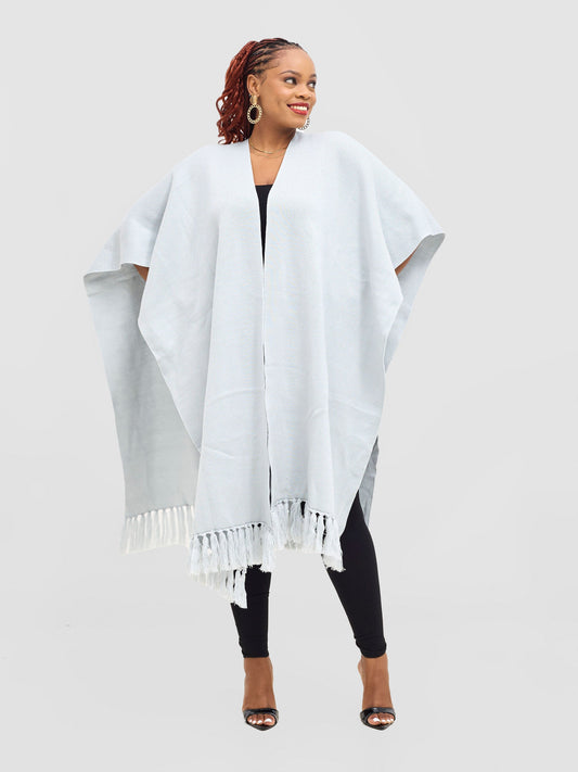 Vivo Basic Double Layered Wrap Poncho - Light Grey