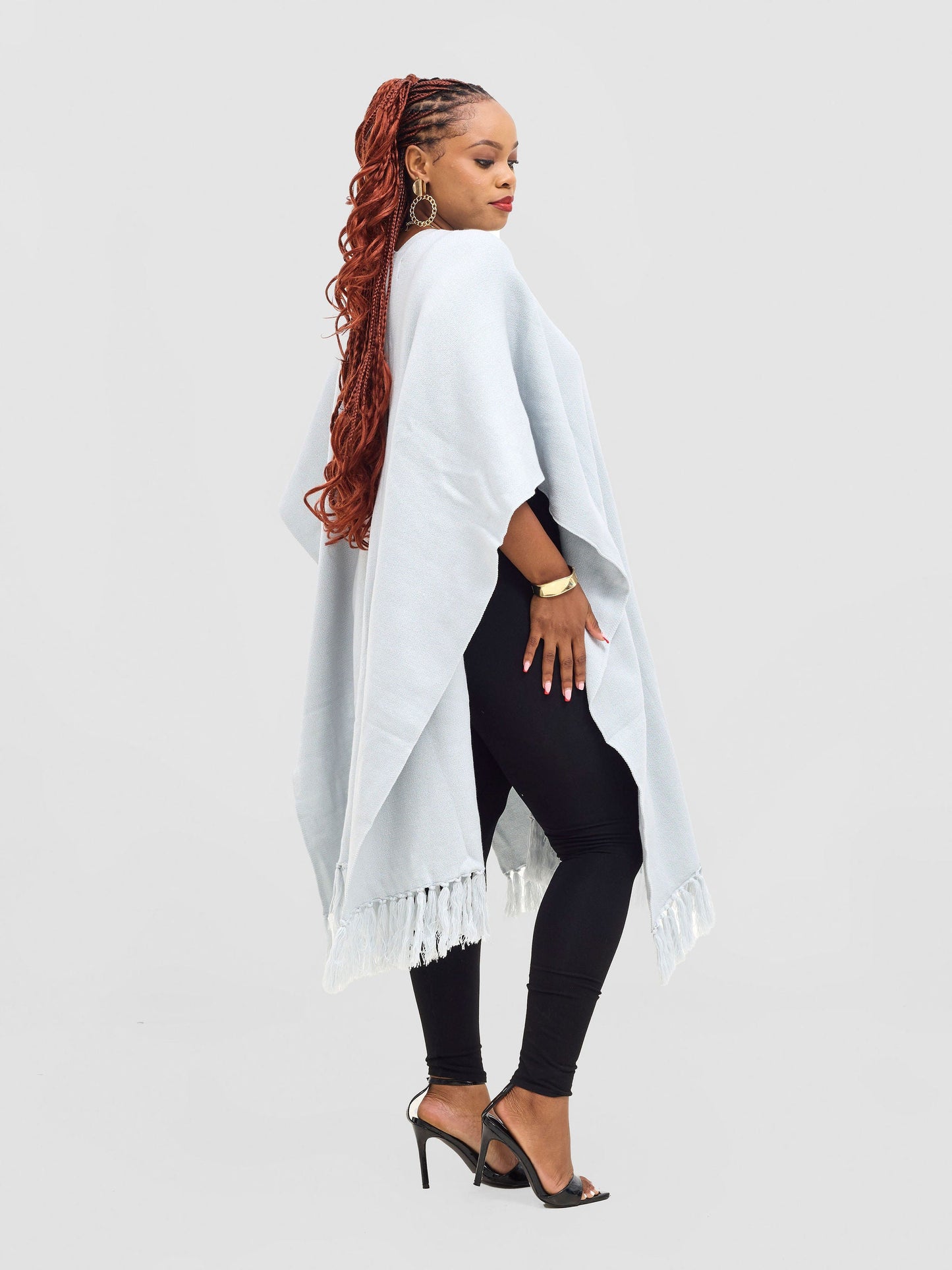 Vivo Basic Double Layered Wrap Poncho - Light Grey