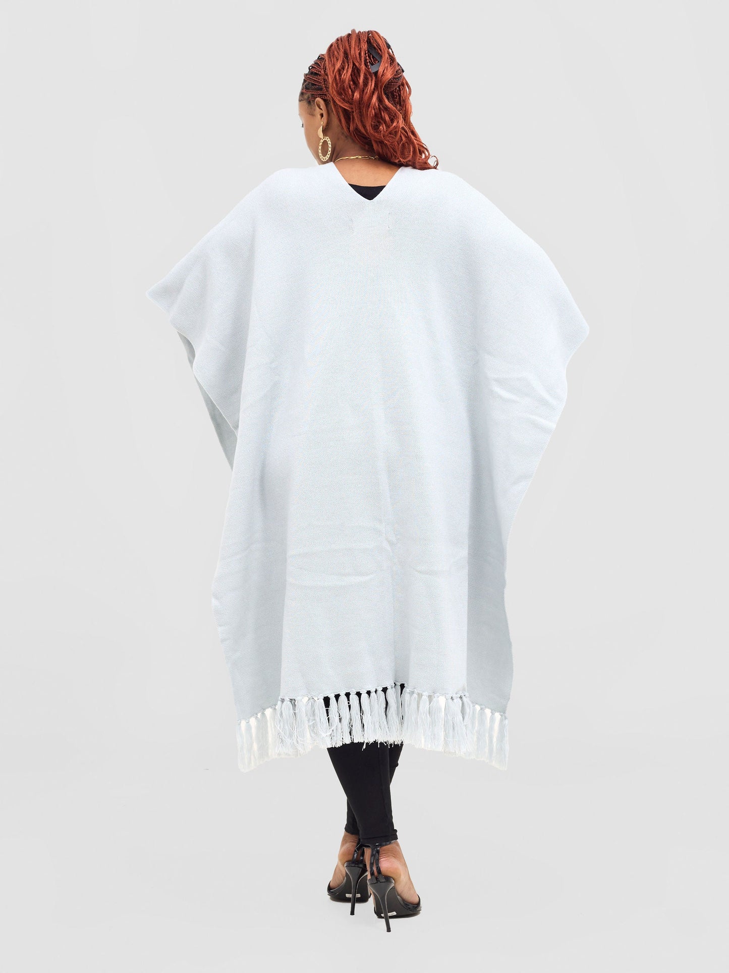 Vivo Basic Double Layered Wrap Poncho - Light Grey