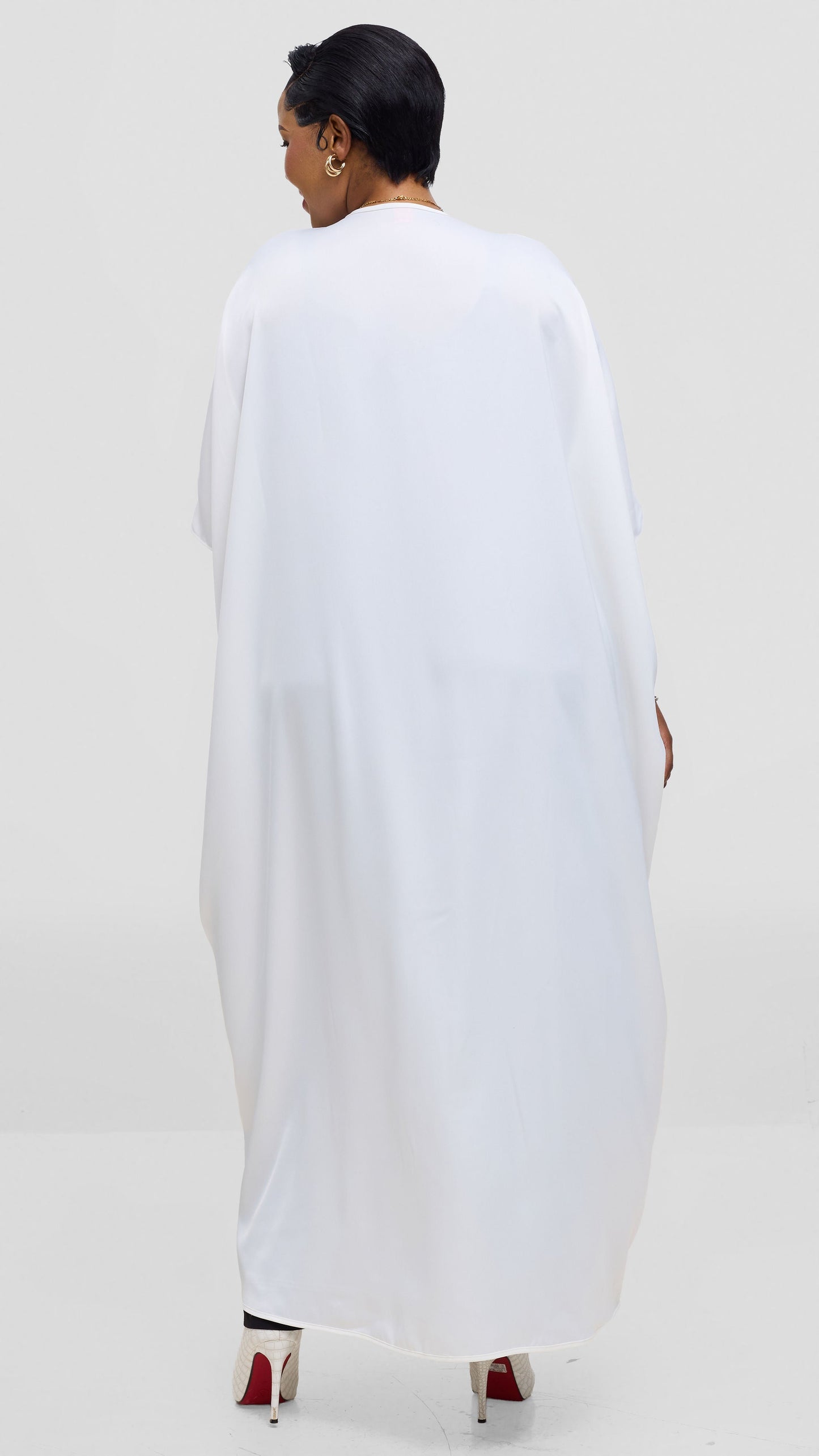 Vivo Essi Front Slit Maxi Top In Satin - White