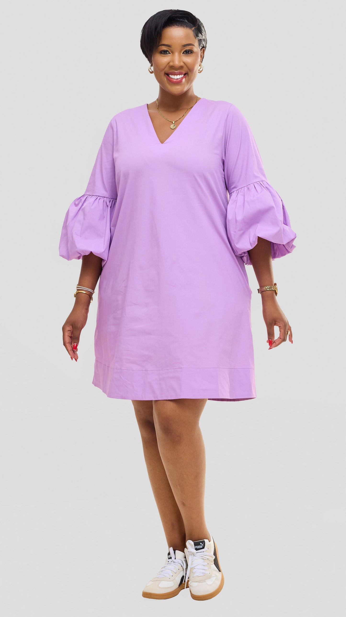 Vivo Lulu Cotton Tent Mini Dress - Lilac