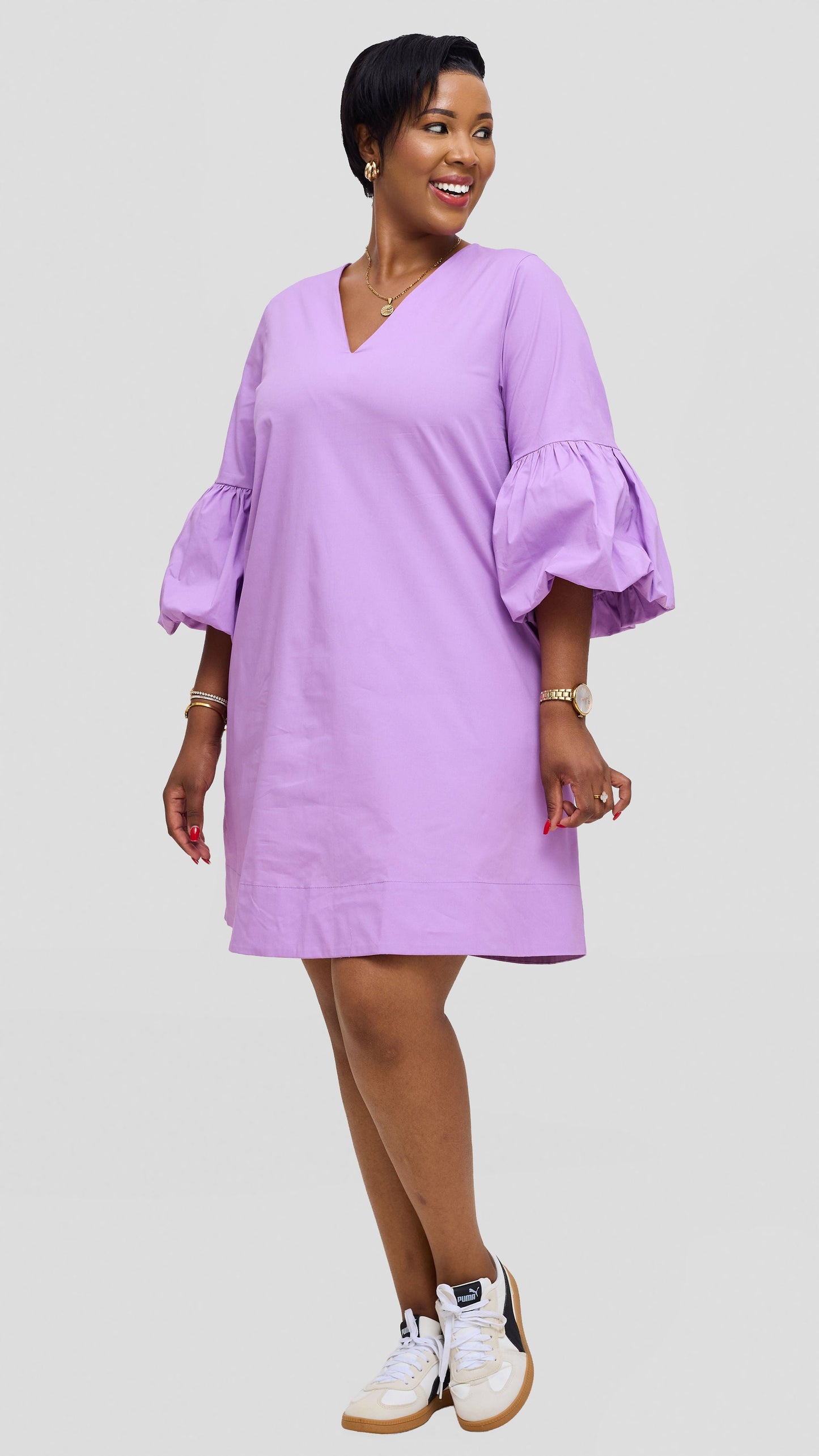 Vivo Lulu Cotton Tent Mini Dress - Lilac