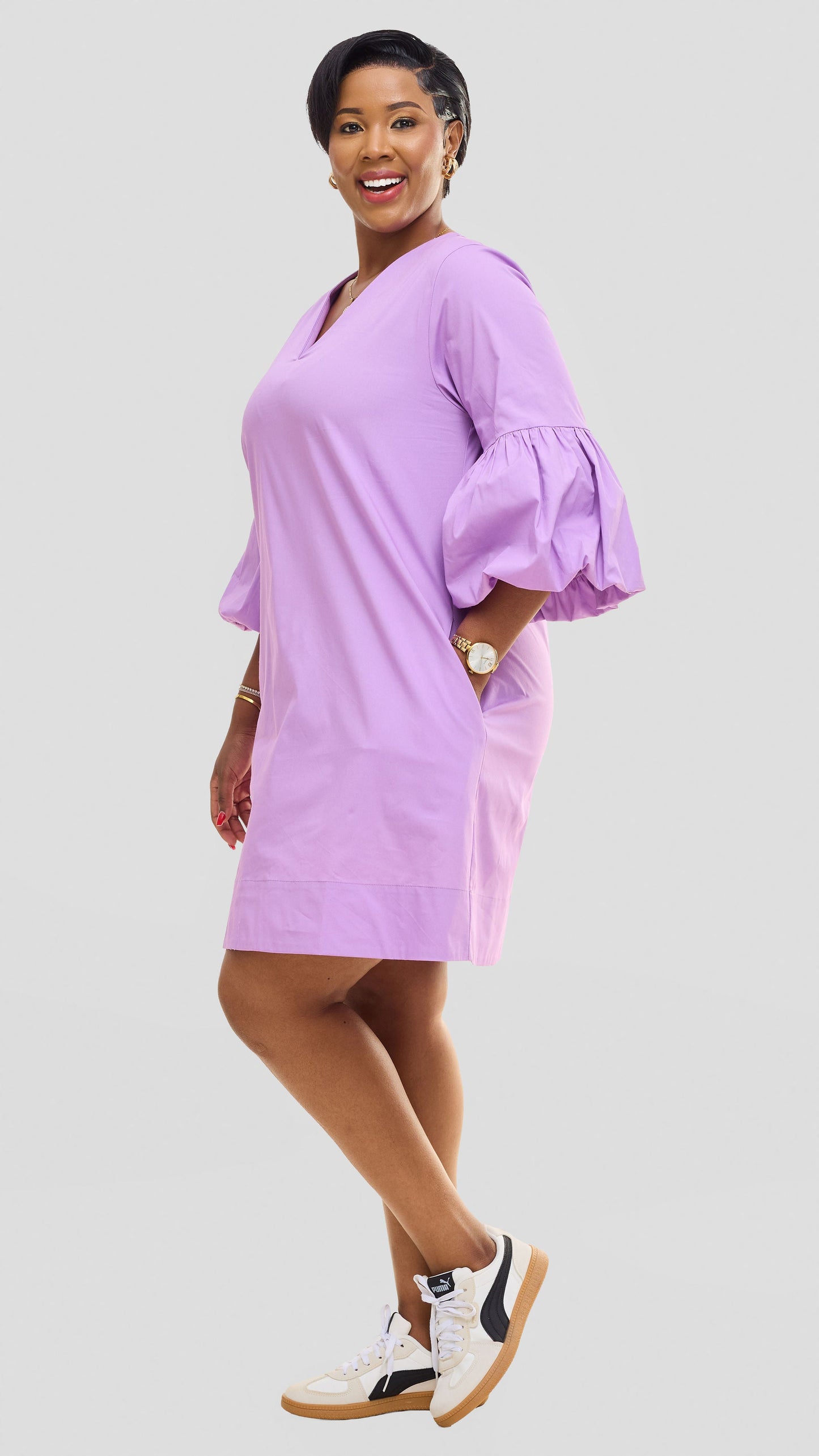 Vivo Lulu Cotton Tent Mini Dress - Lilac