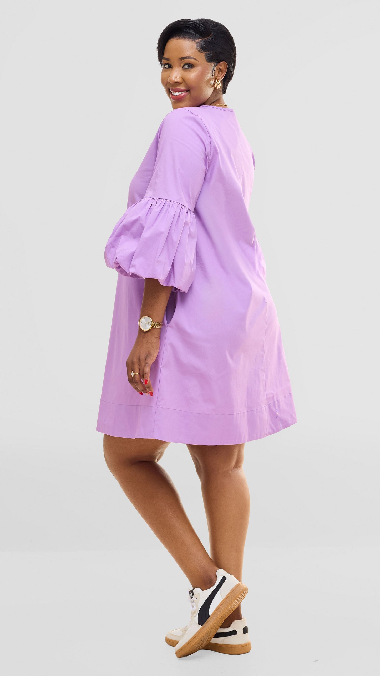 Vivo Lulu Cotton Tent Mini Dress - Lilac