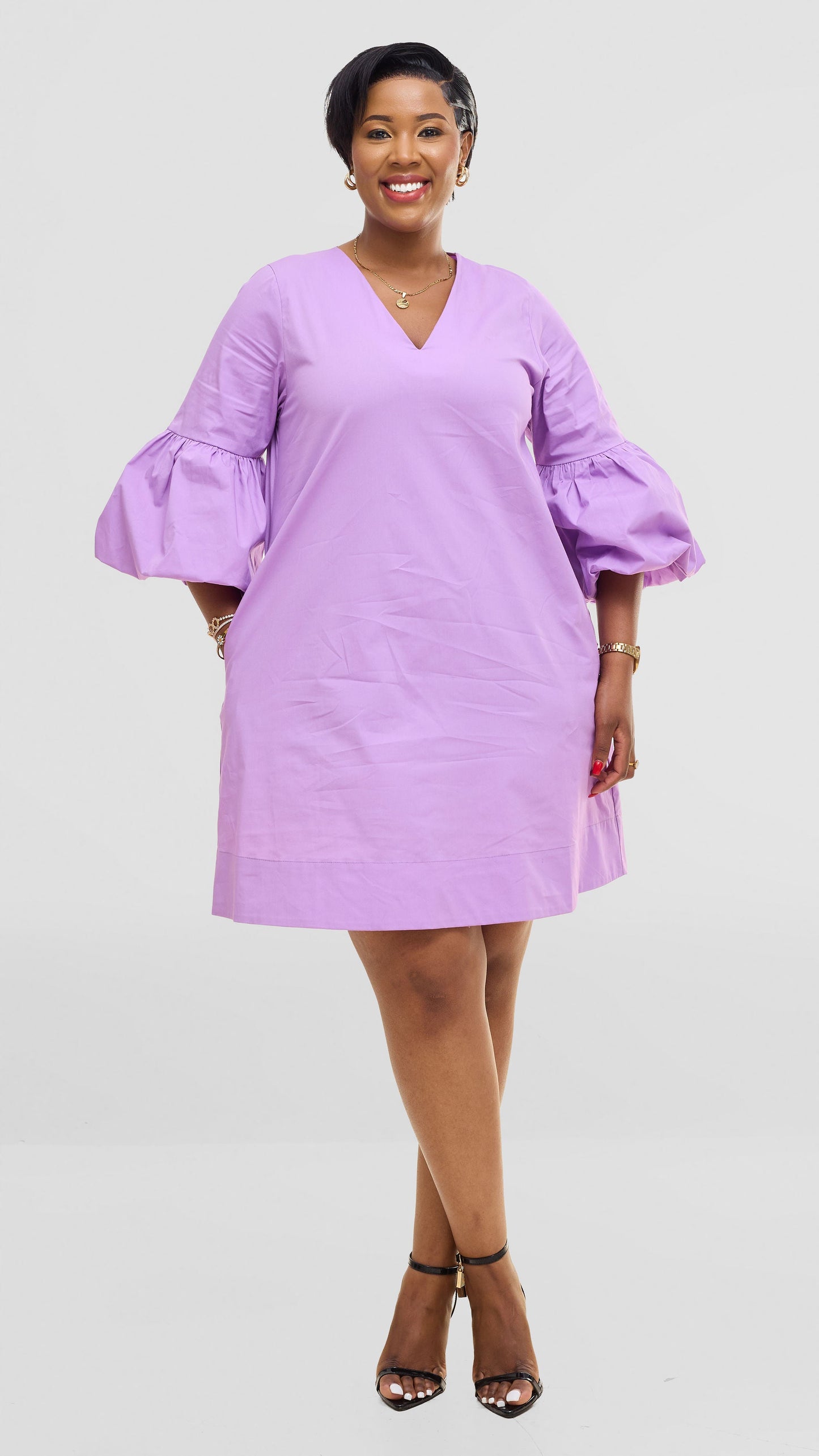 Vivo Lulu Cotton Tent Mini Dress - Lilac