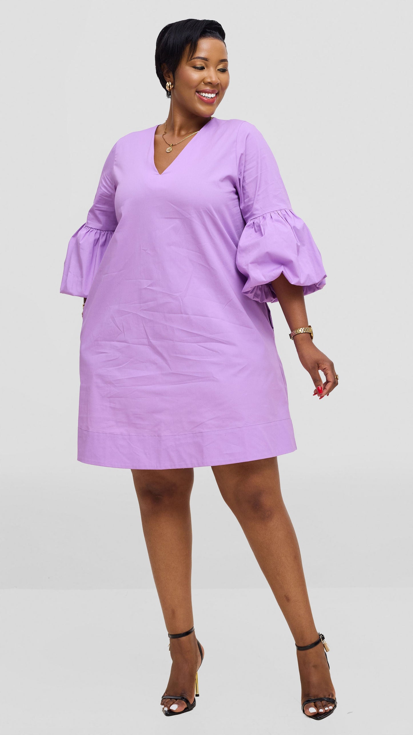 Vivo Lulu Cotton Tent Mini Dress - Lilac