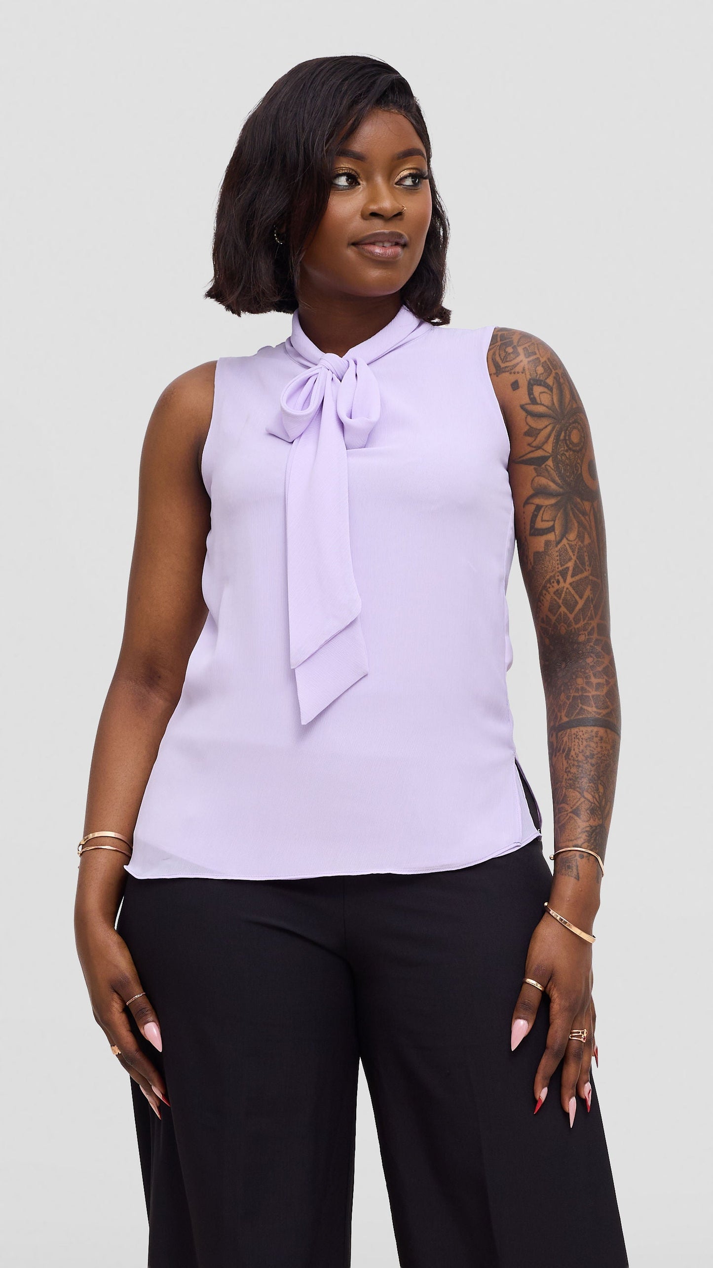 Vivo Niari Sleeveless Top In Chiffon - Lilac