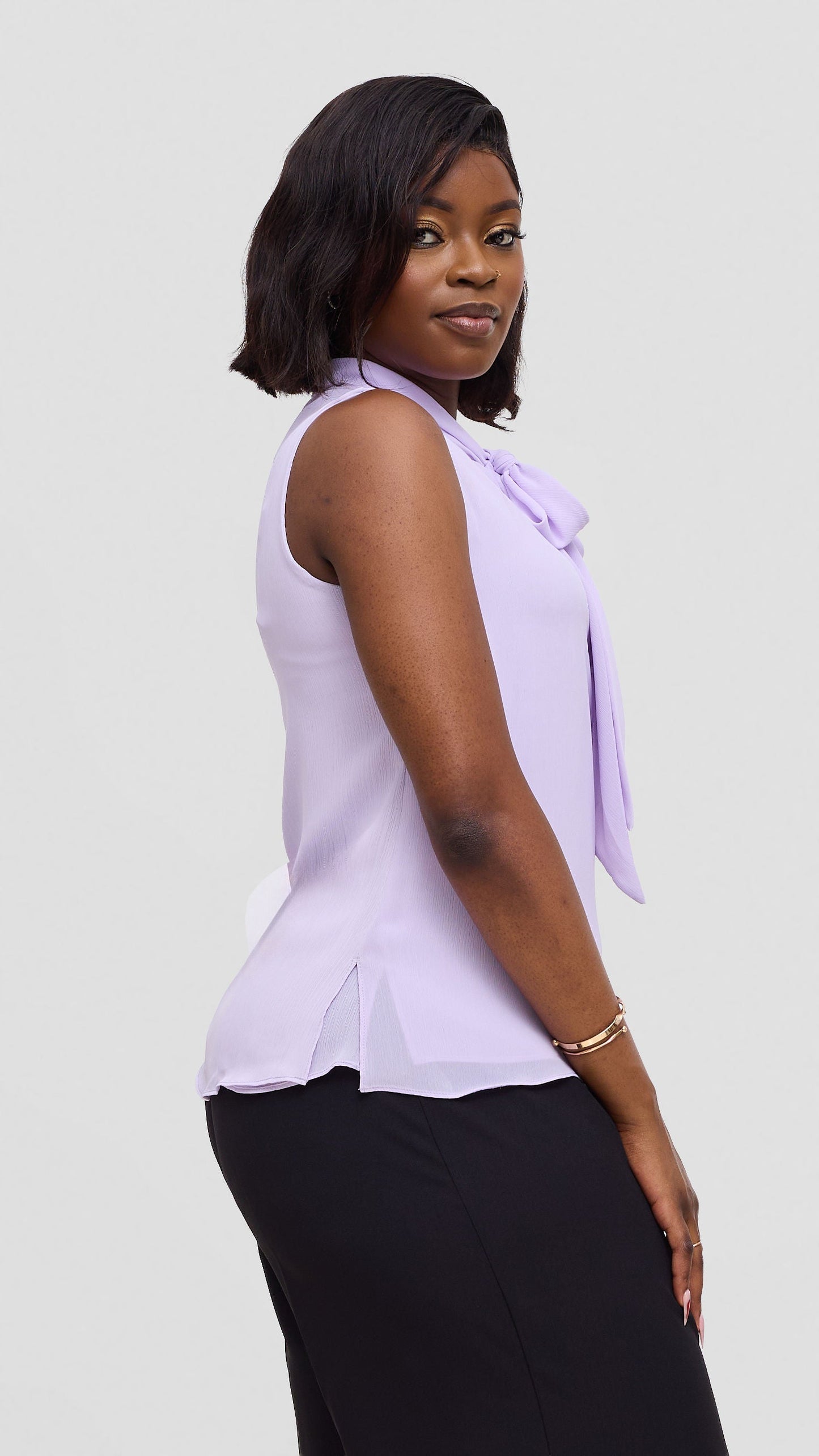 Vivo Niari Sleeveless Top In Chiffon - Lilac