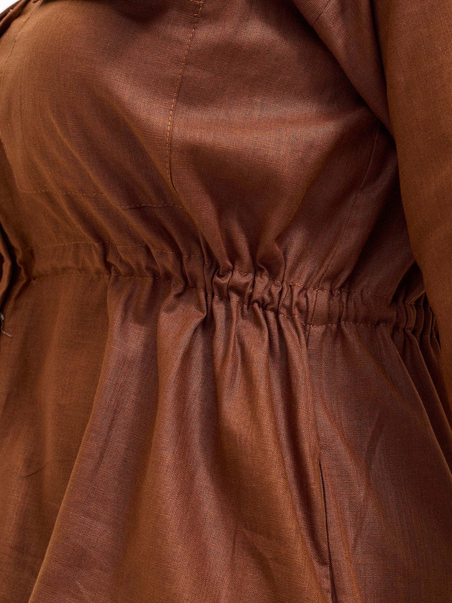 Safari Savannah Drawstring Shacket - Brown