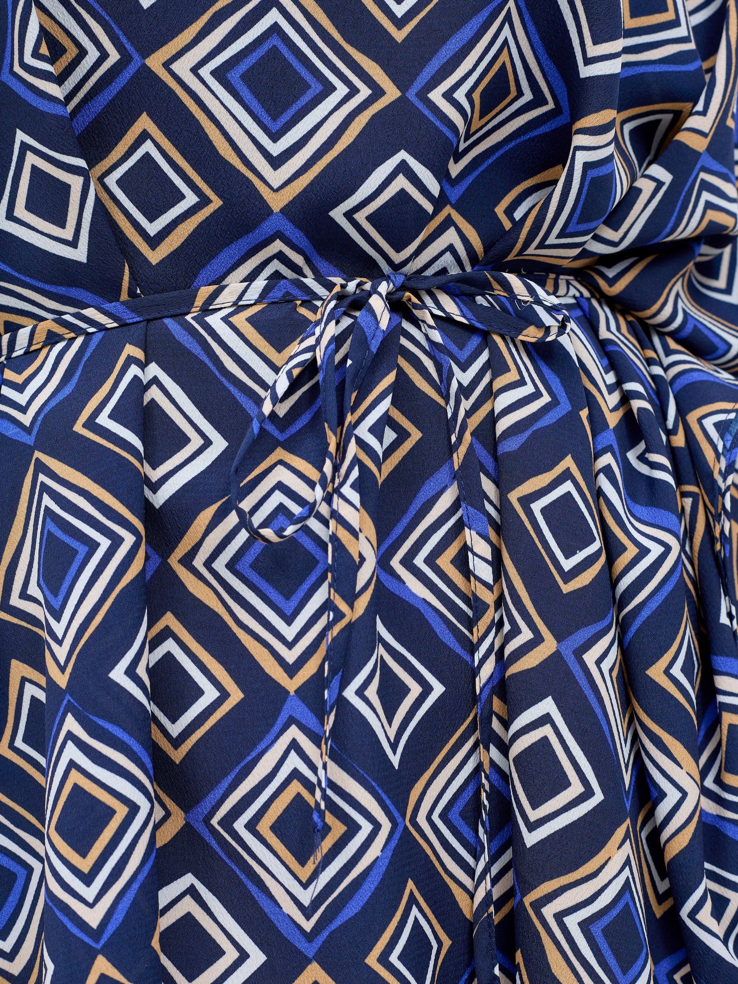 Vivo Basic Chiffon Tie Kaftan Top - Navy / Royal Blue Api Print