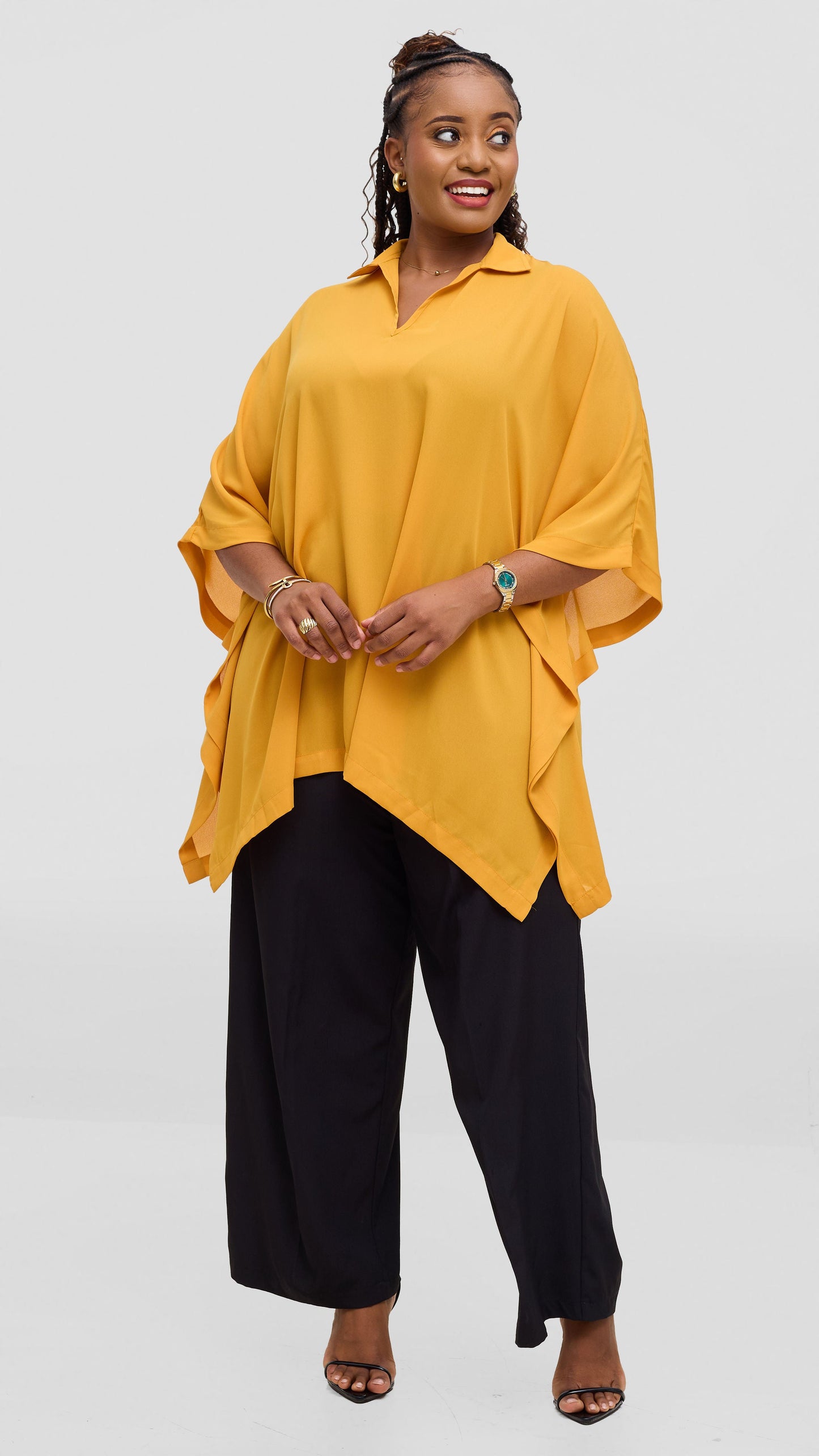 Vivo Isabi Loose Top in Chiffon - Mustard