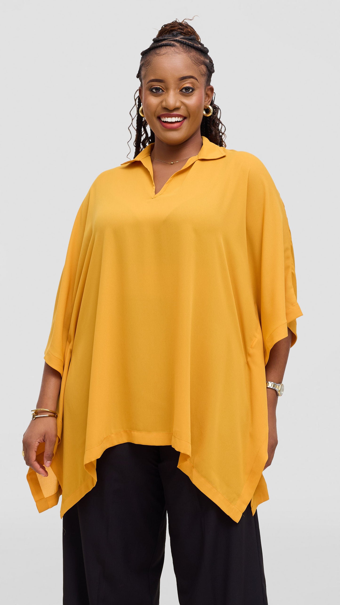 Vivo Isabi Loose Top in Chiffon - Mustard