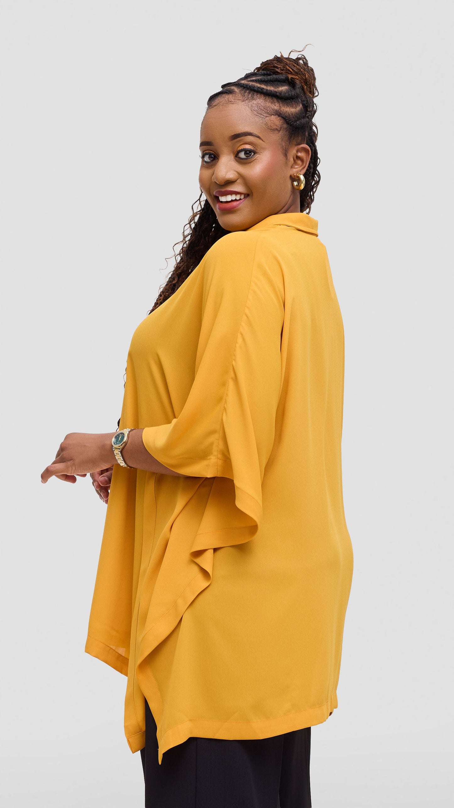 Vivo Isabi Loose Top in Chiffon - Mustard