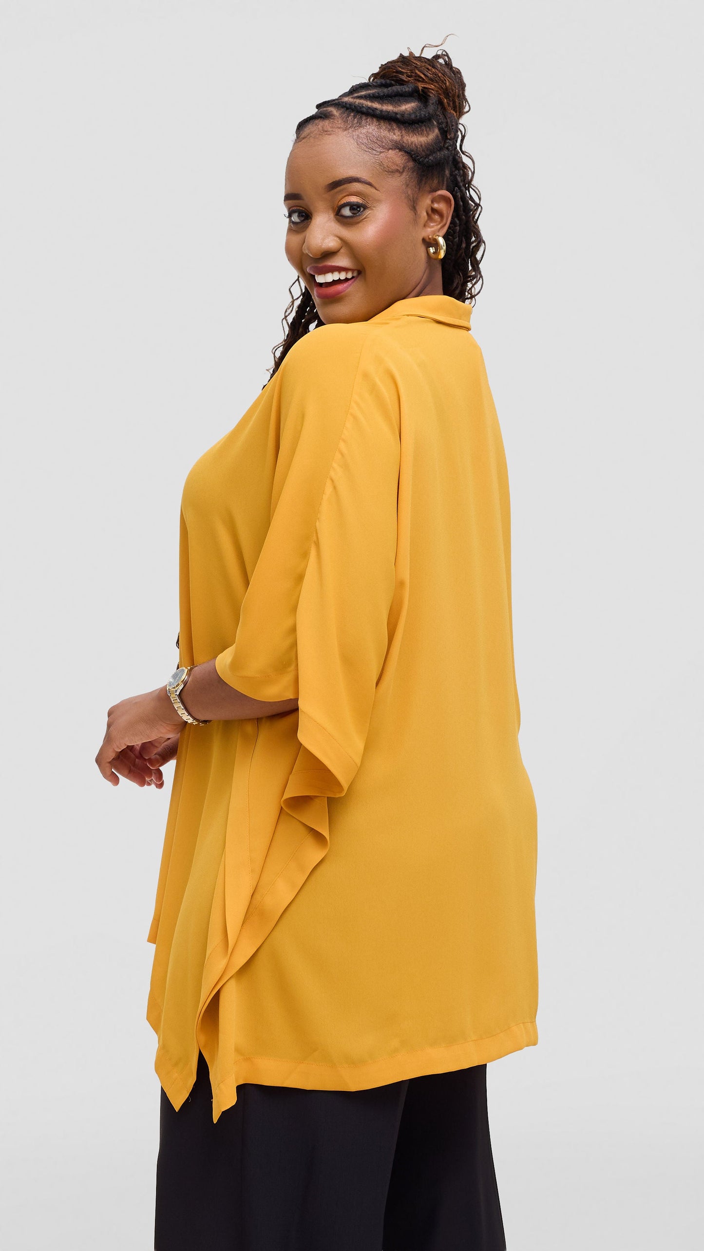 Vivo Isabi Loose Top in Chiffon - Mustard