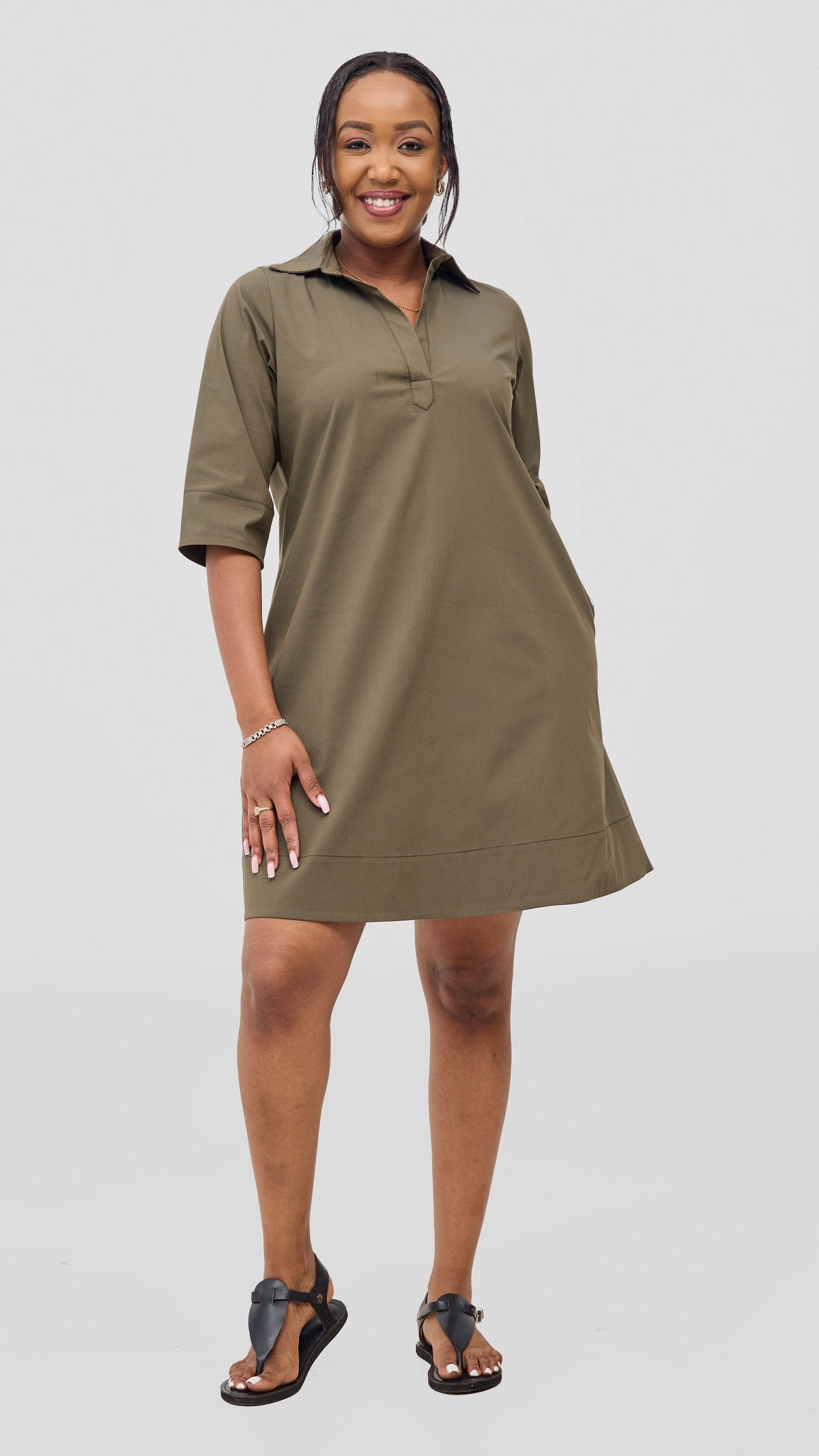 Safari Mansi Wide Hem Embroidered Tent Dress - Hunters
