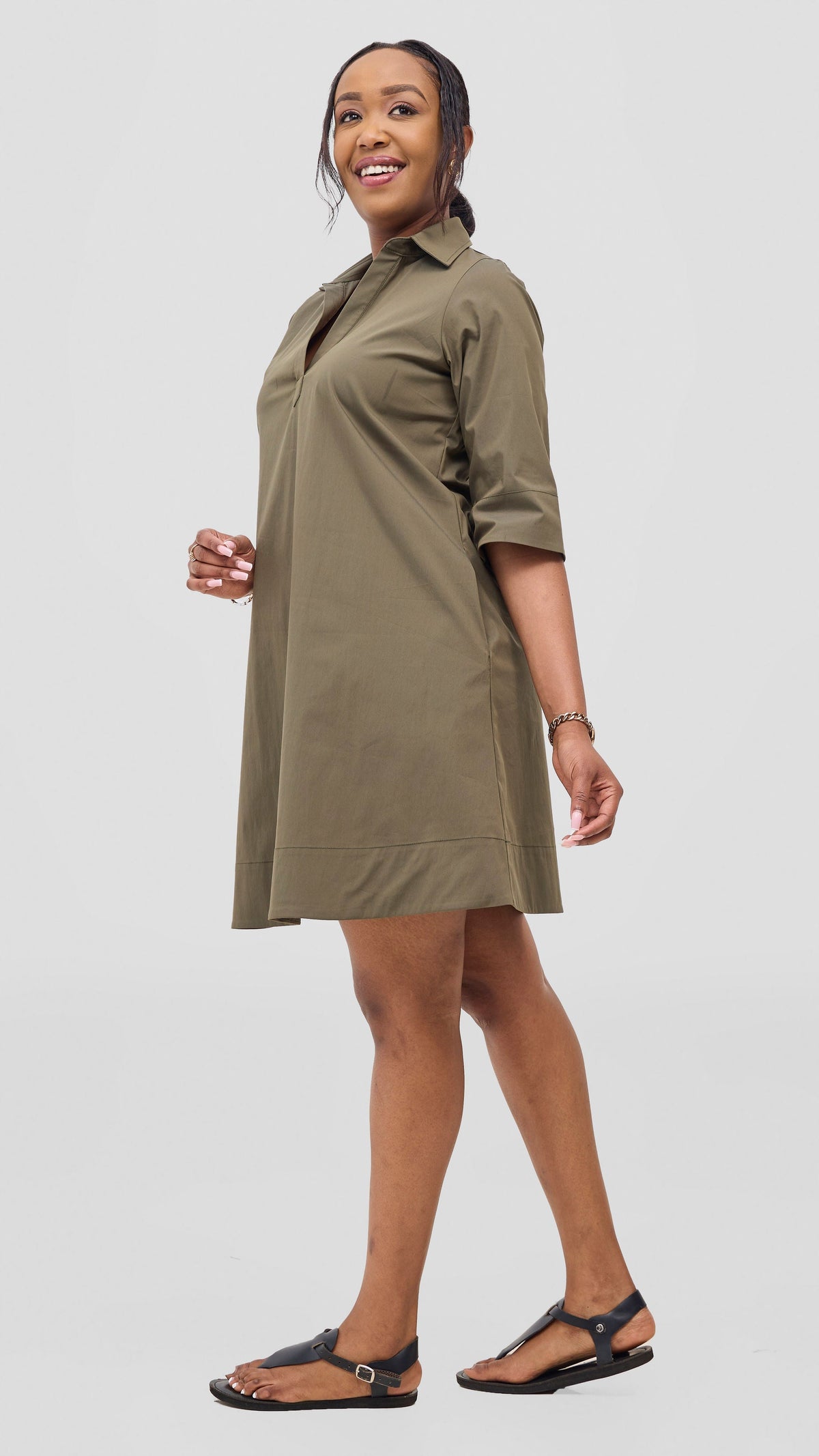 Safari Mansi Wide Hem Embroidered Tent Dress - Hunters
