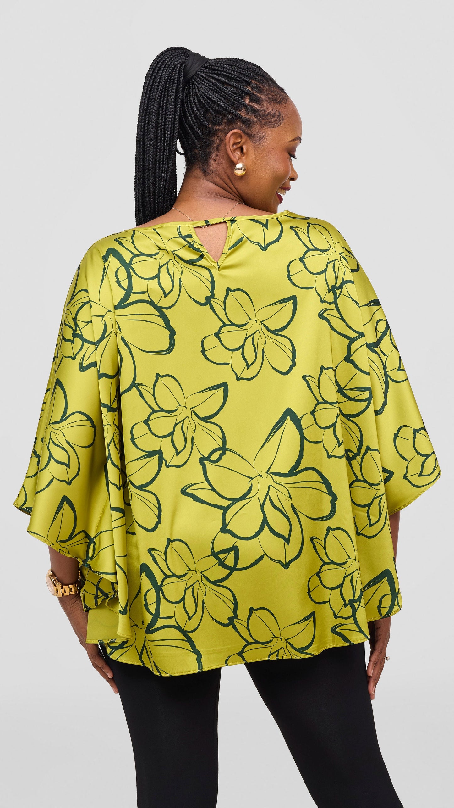 Vivo Keza Circular Loose Top - Olive / Green Ruvu Print
