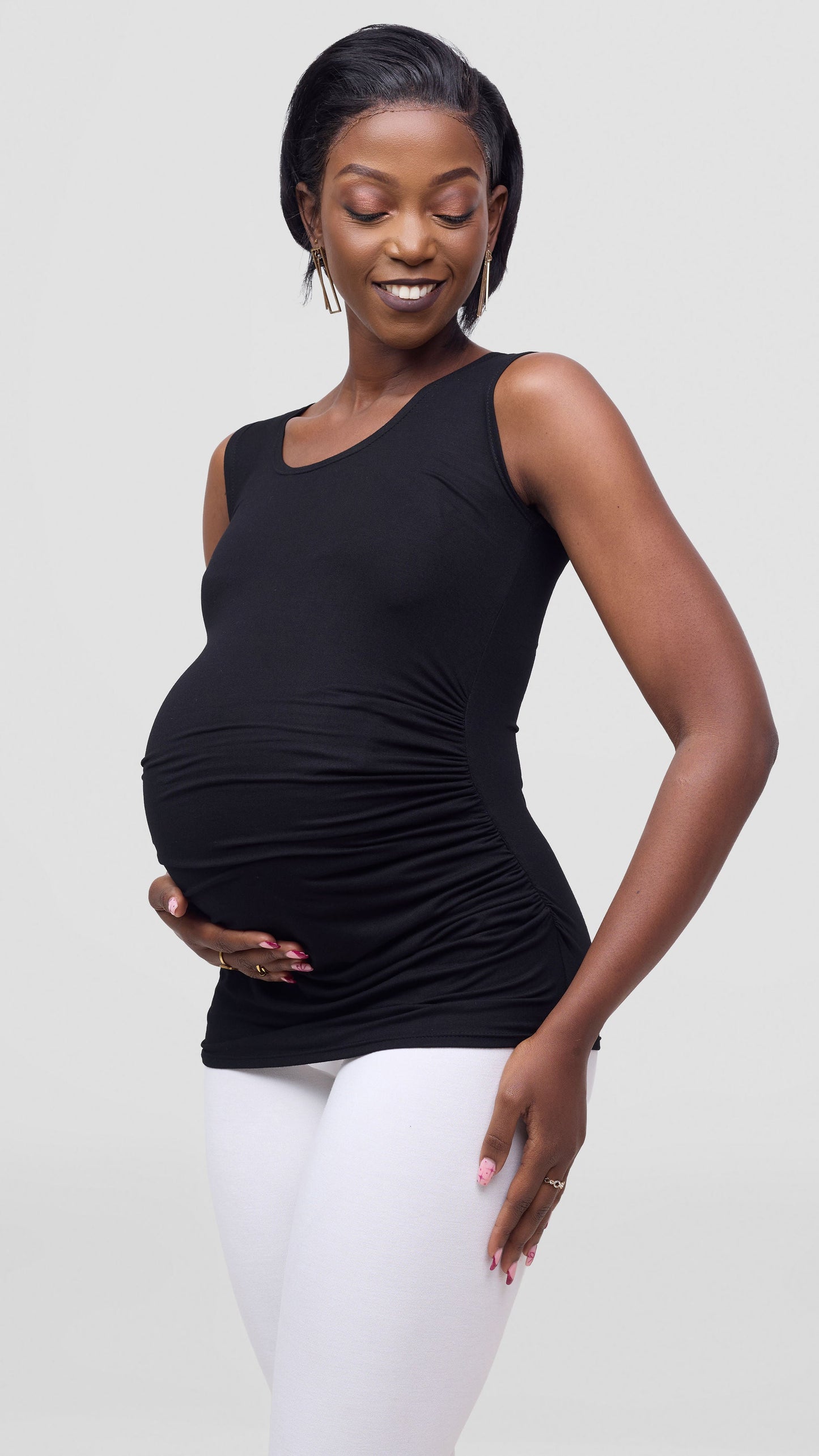 Vivo Anavi Runched Tank Top - Black