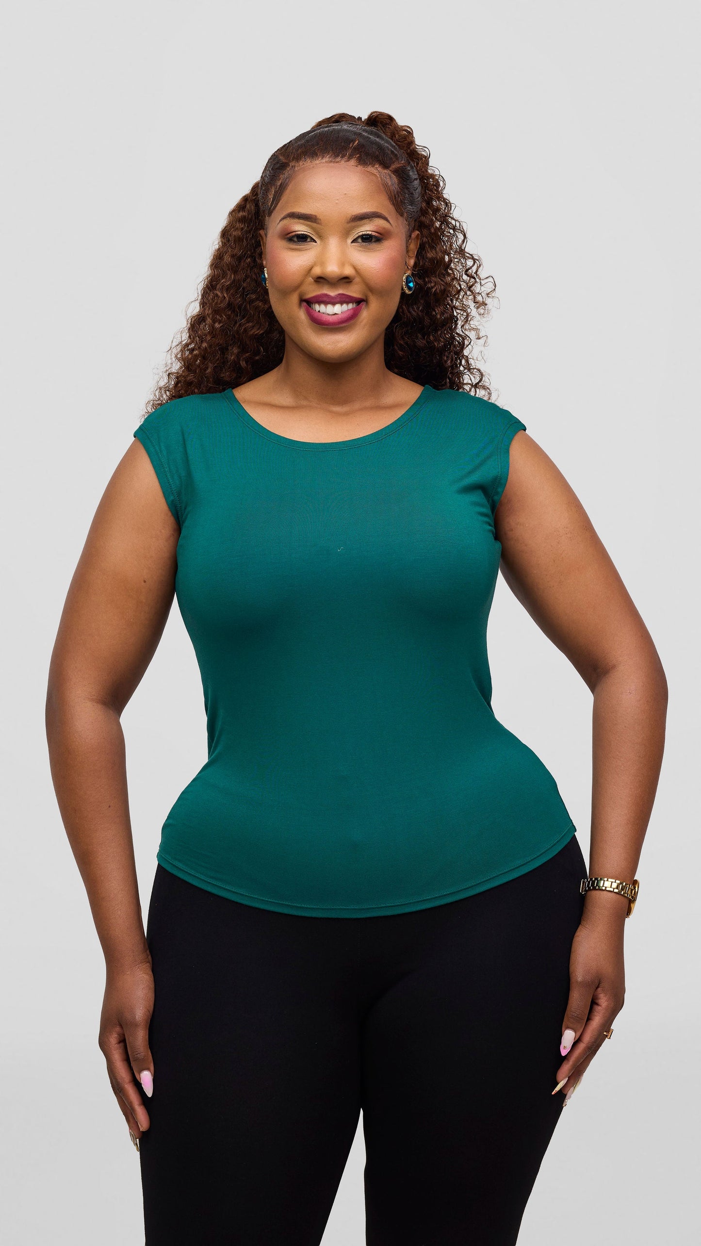 Vivo Jersey Halter Neck Tank Top - Teal