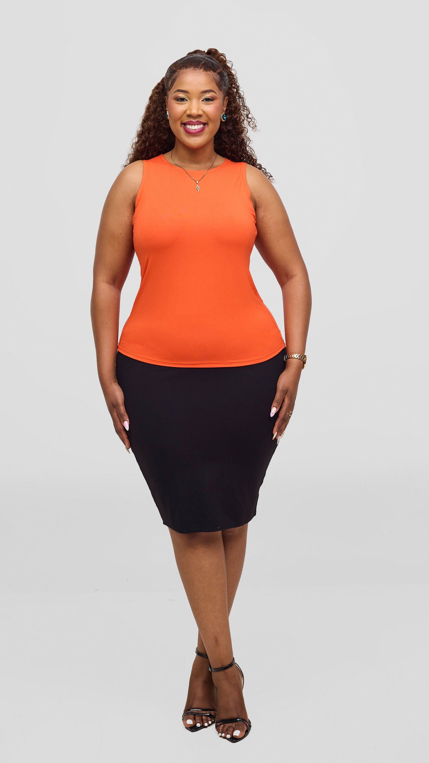 Vivo Jersey Halter Neck Tank Top - Orange