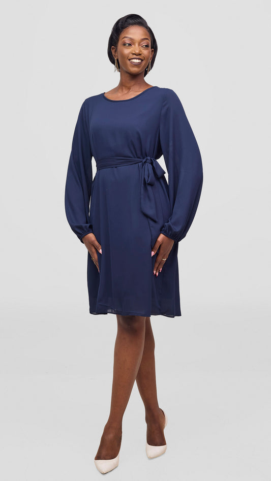 Vivo Zawadi Shift Dress - Navy