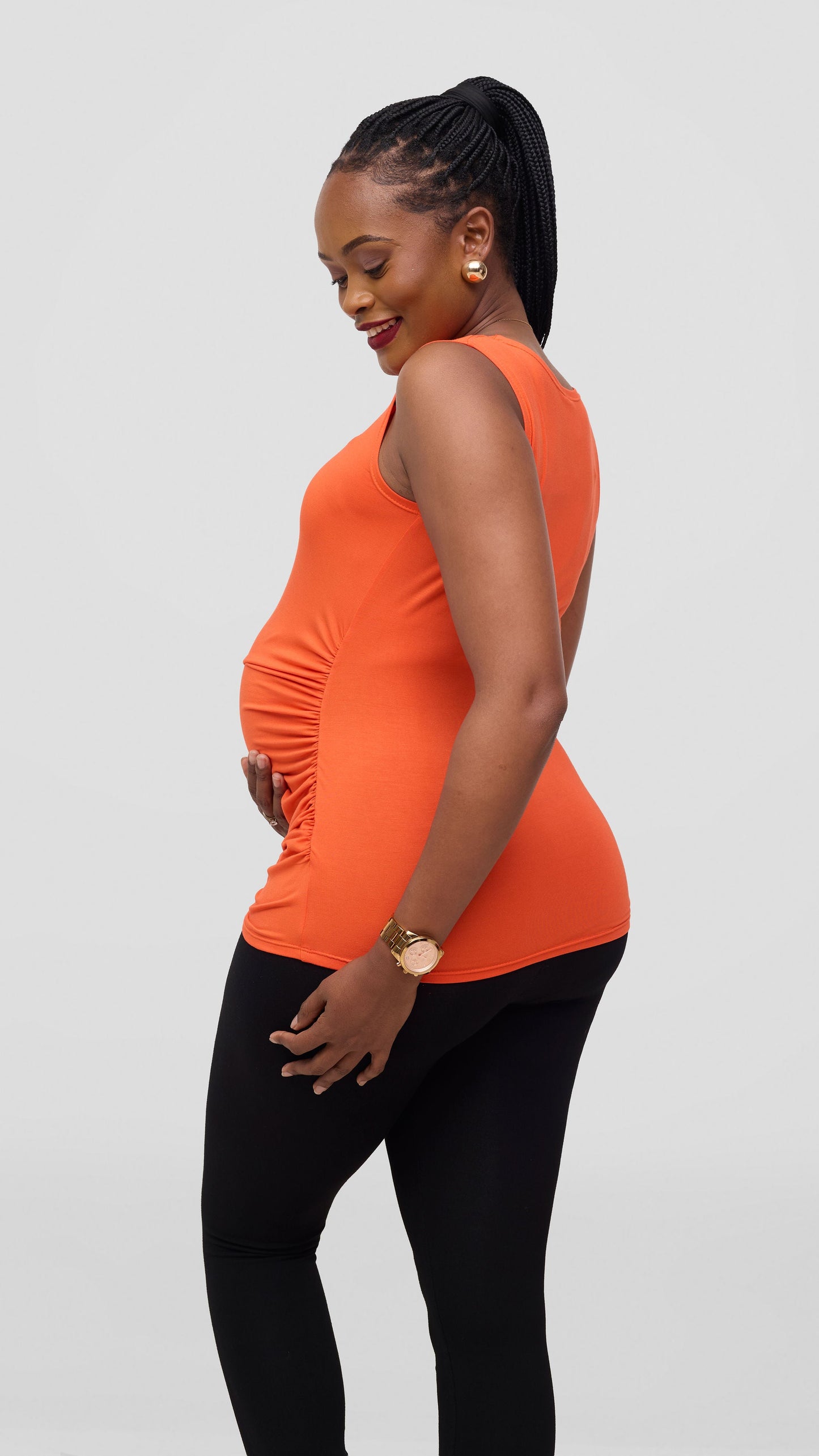 Vivo Anavi Runched Tank Top - Orange