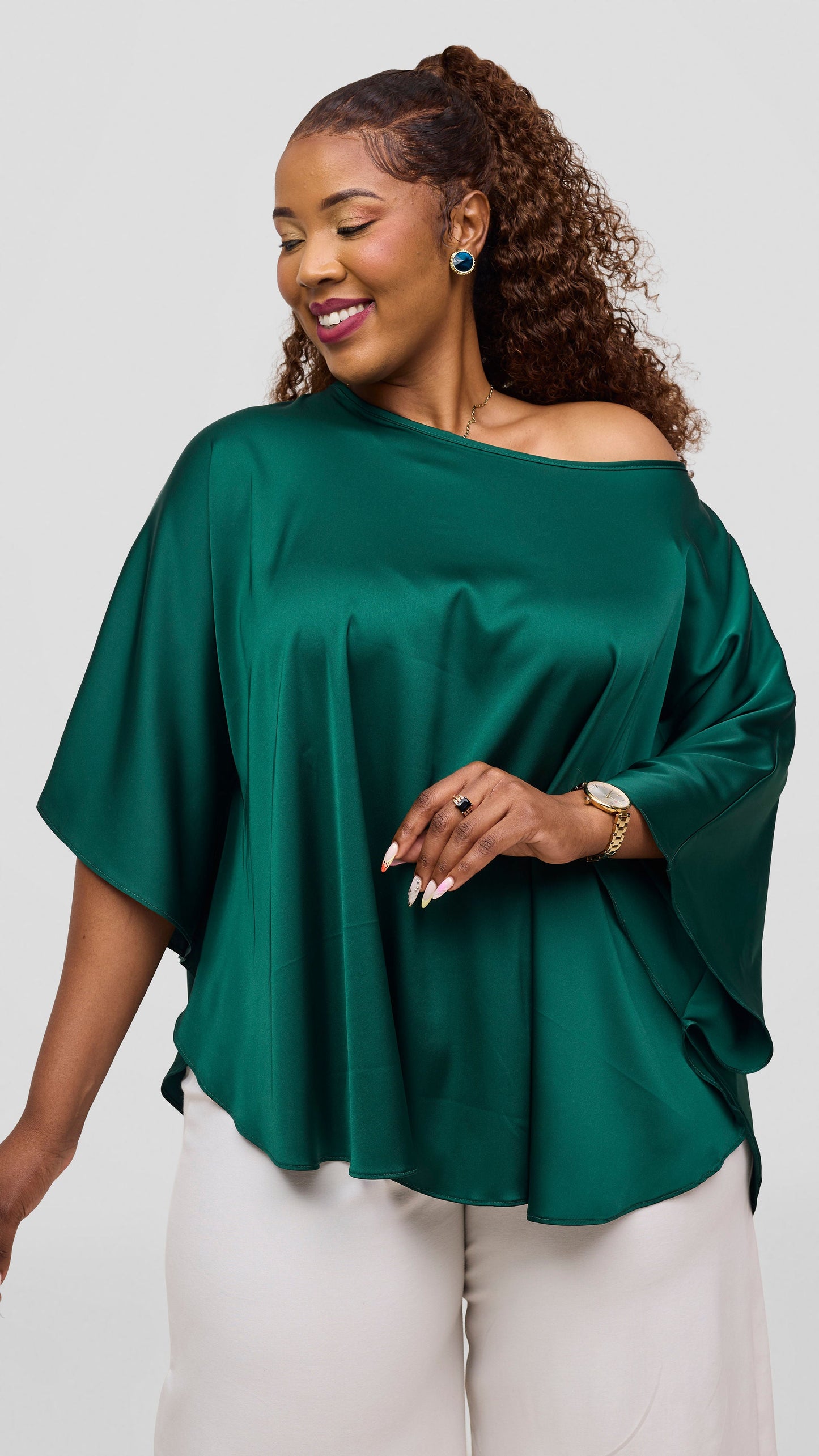 Vivo Keza Circular Loose Top - Dark Green