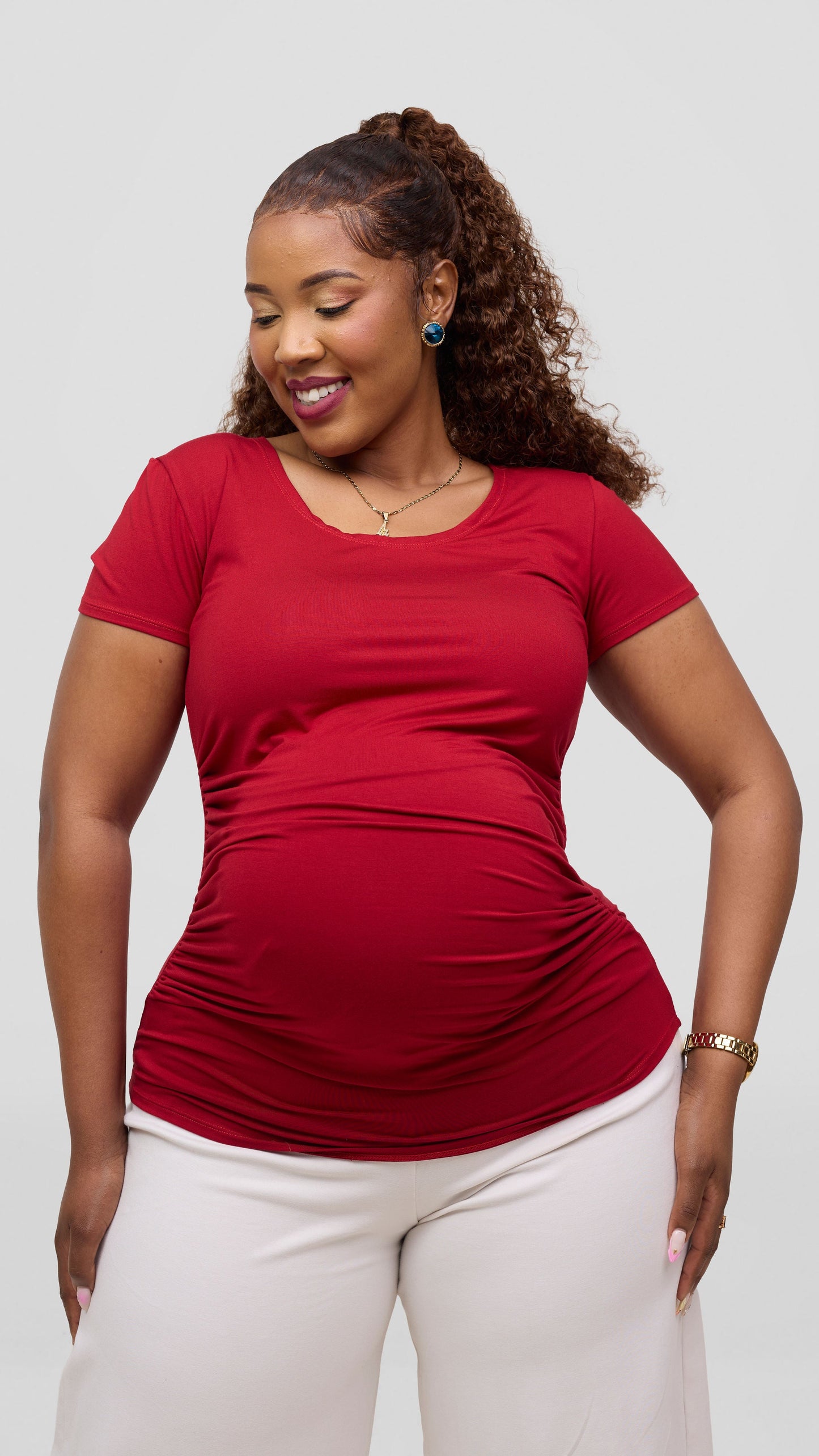 Vivo Anavi Short Sleeve Top - Dark Red