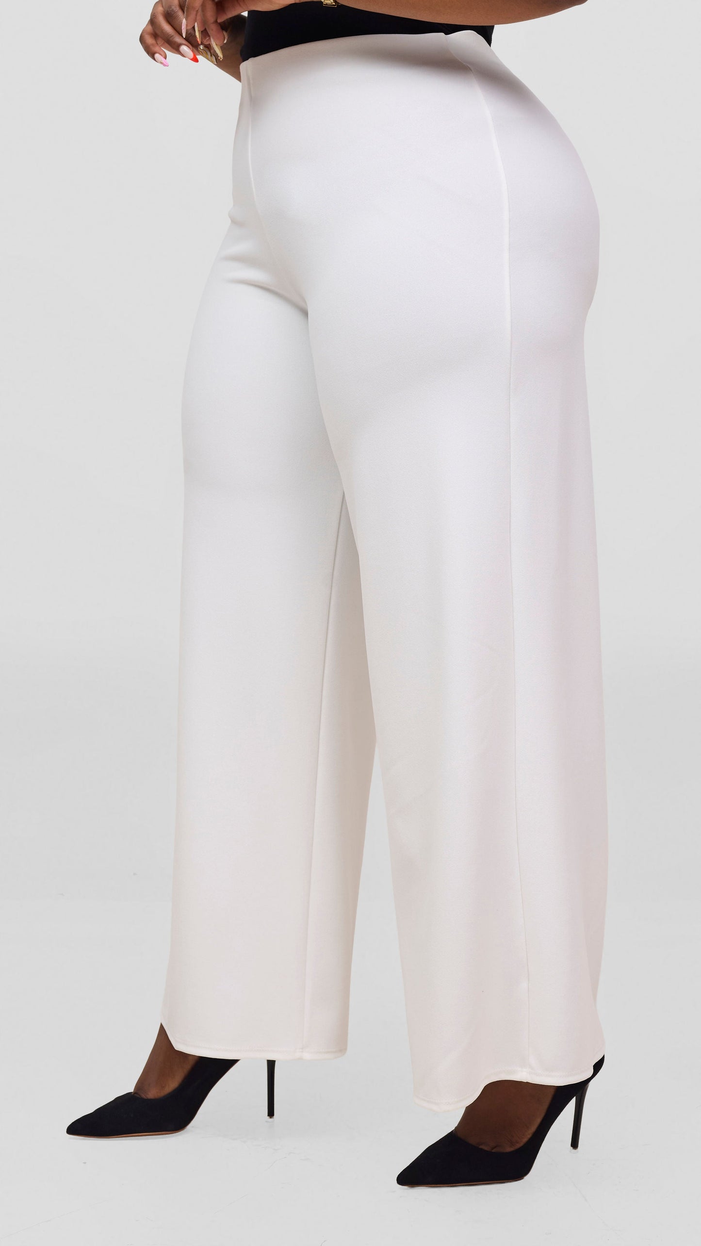 Vivo Dua Wide Leg Pants in Ponte -  White