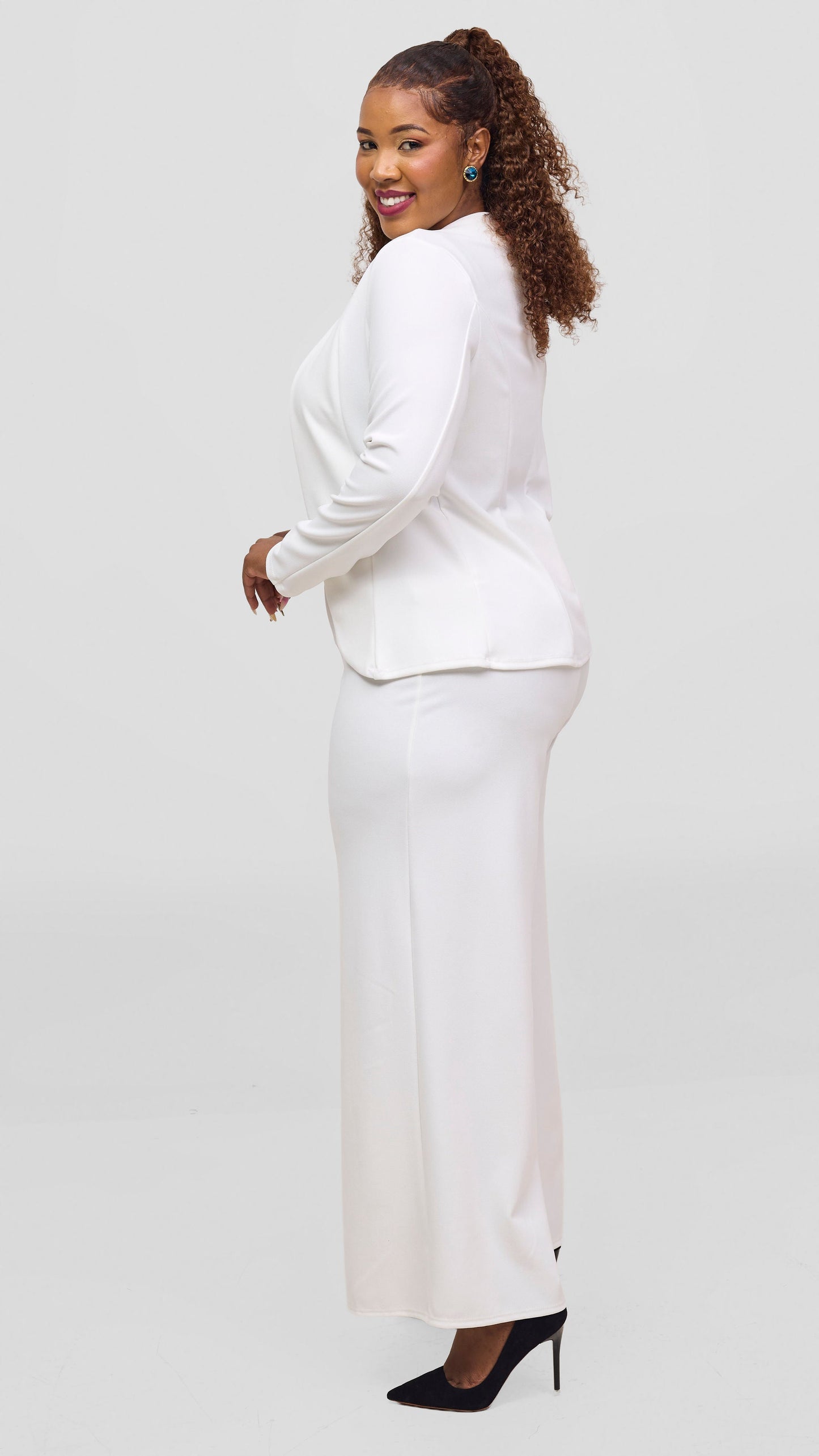 Vivo Dua Wide Leg Pants in Ponte -  White