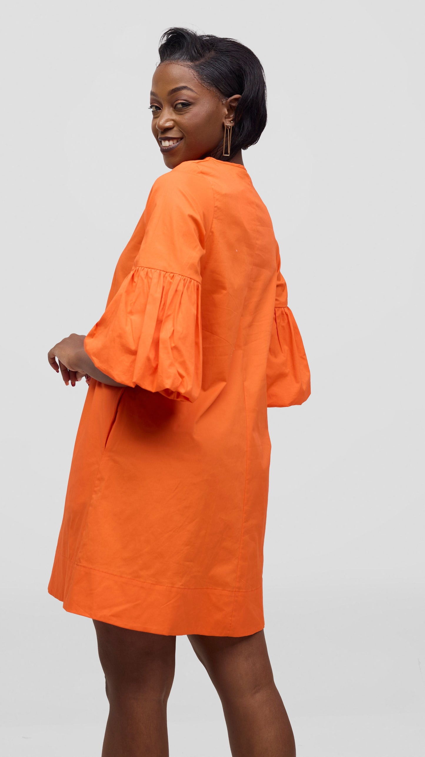 Vivo Lulu Cotton Tent Mini Dress - Orange