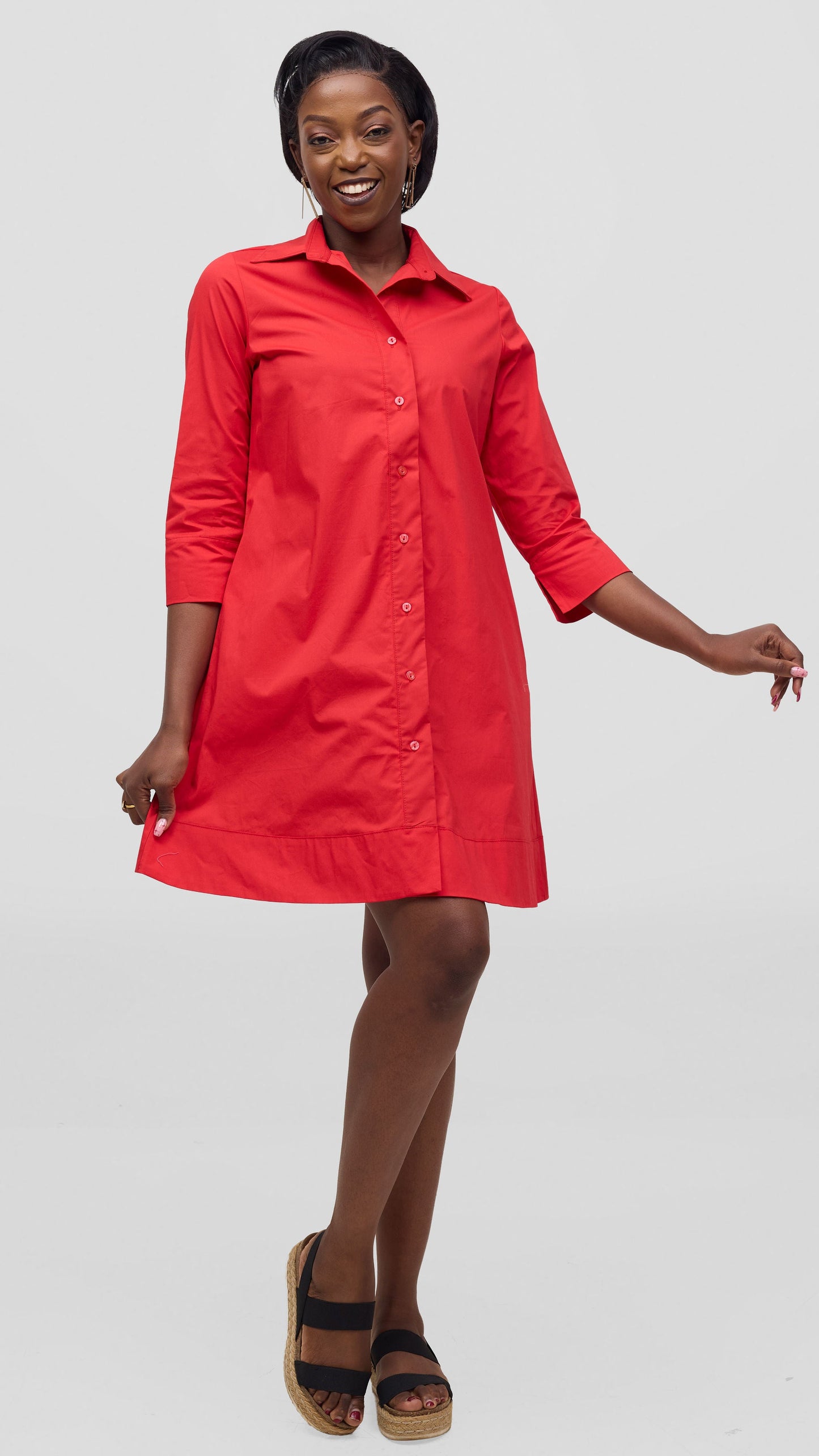Vivo Lulu Wide Hem Tent Dress - Red