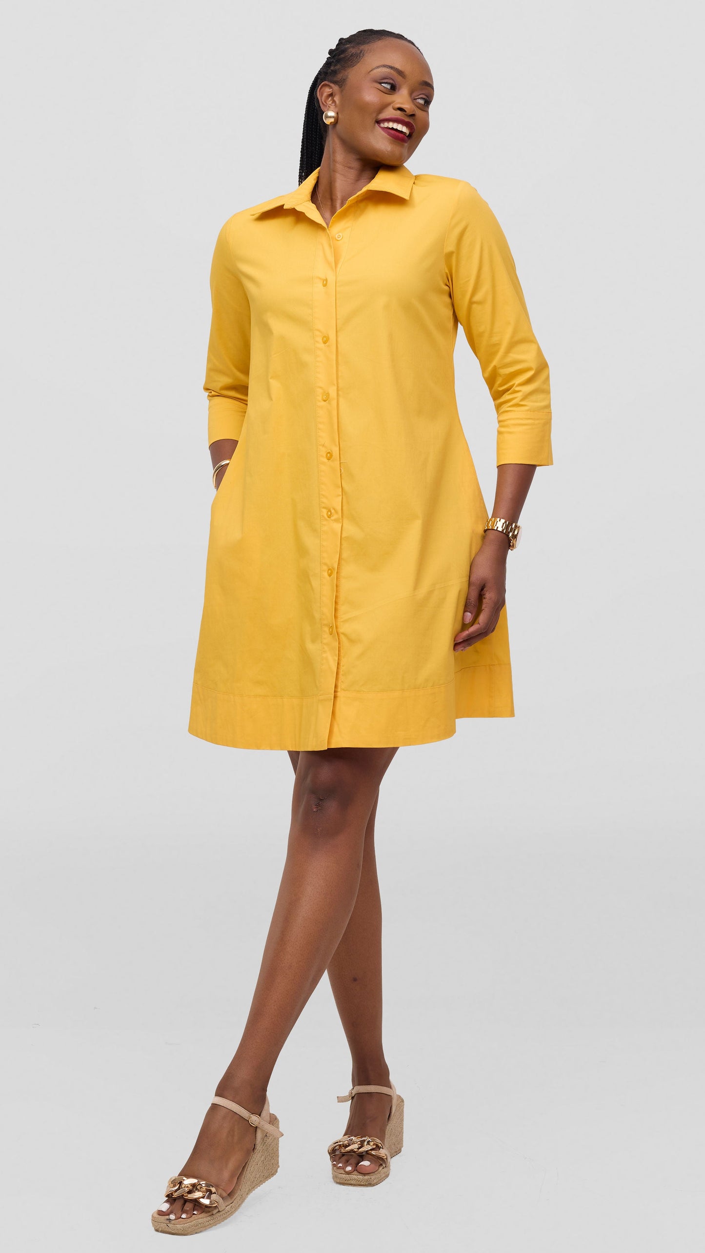 Vivo Lulu Wide Hem Tent Dress - Yellow